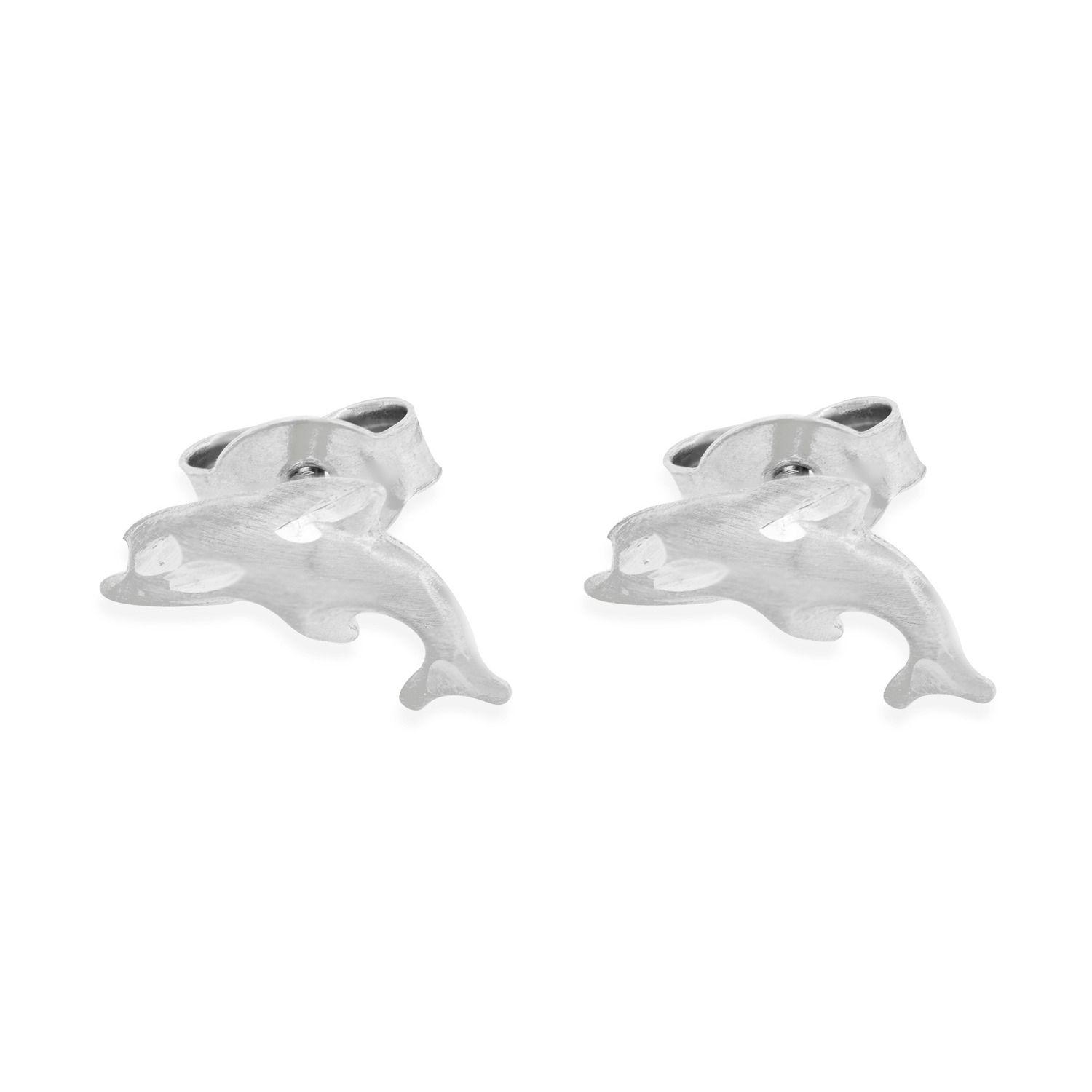 Aros de Plata Esterlina 925 Delfin Satinado-1