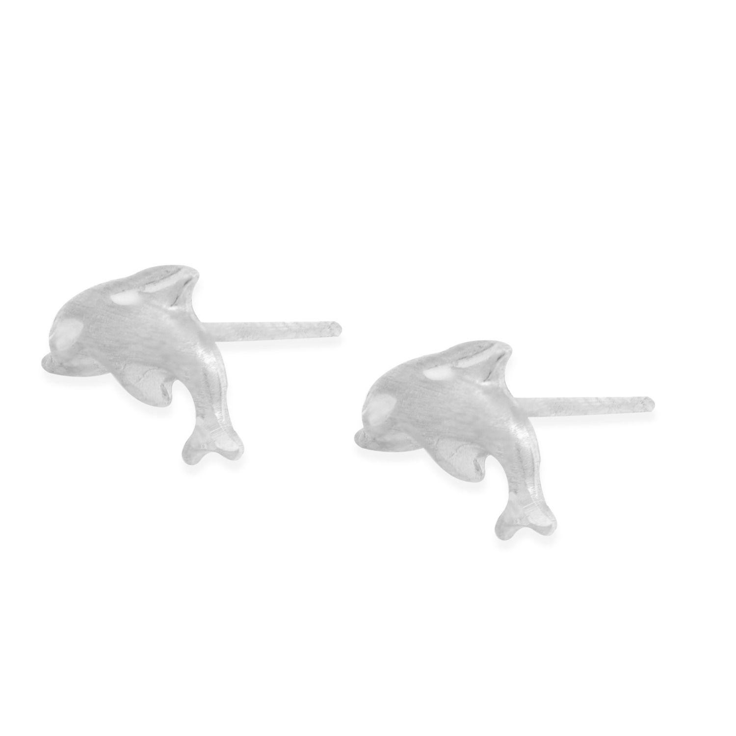 Aros de Plata Esterlina 925 Delfin Satinado-2