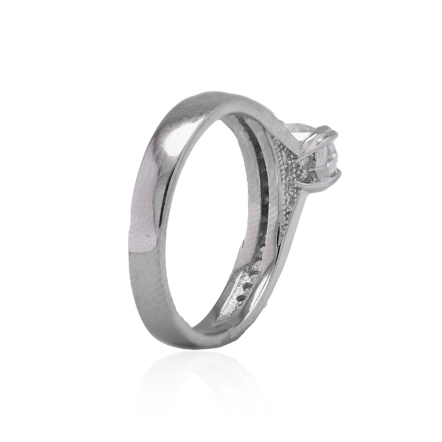 Anillo de Plata Esterlina 925 Riel Circon Clasico-2