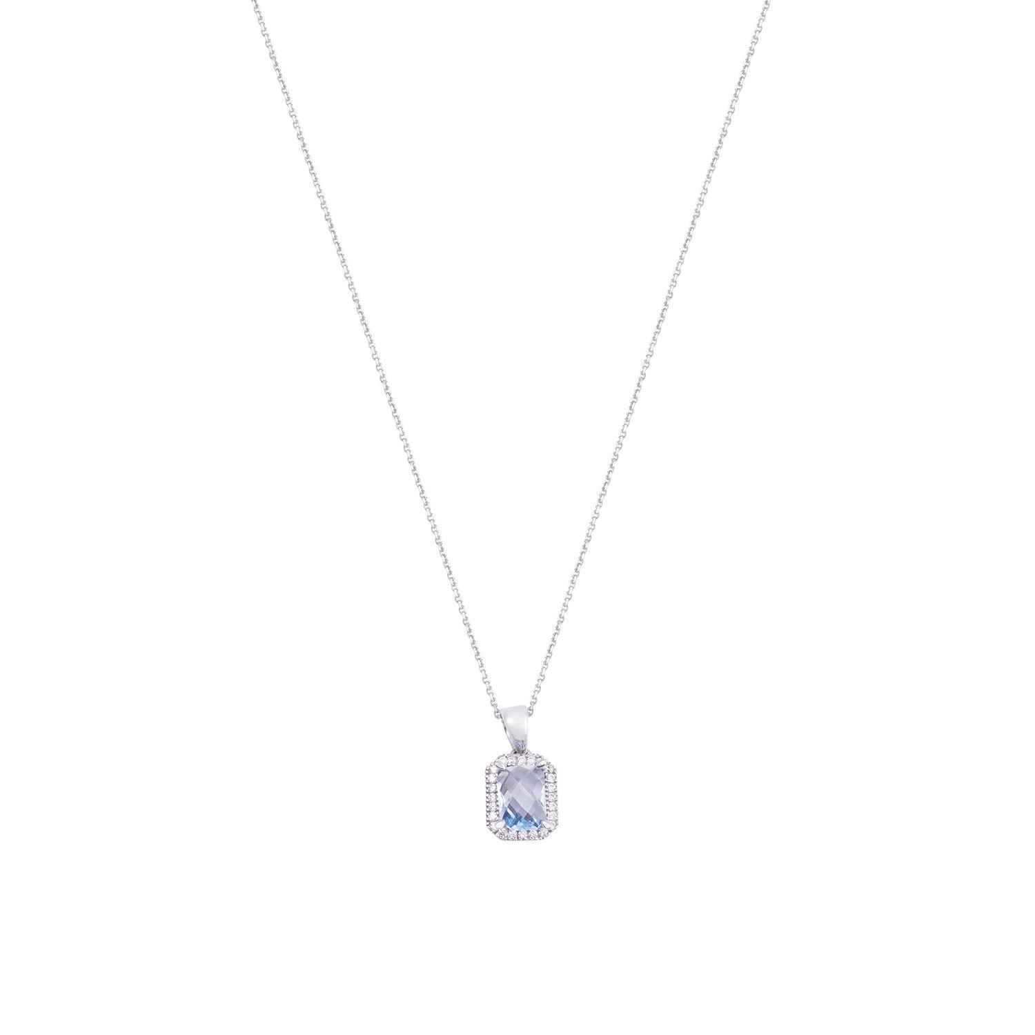 Colgante de Oro Blanco 18kt Circón-Aguamarina Baguette-2