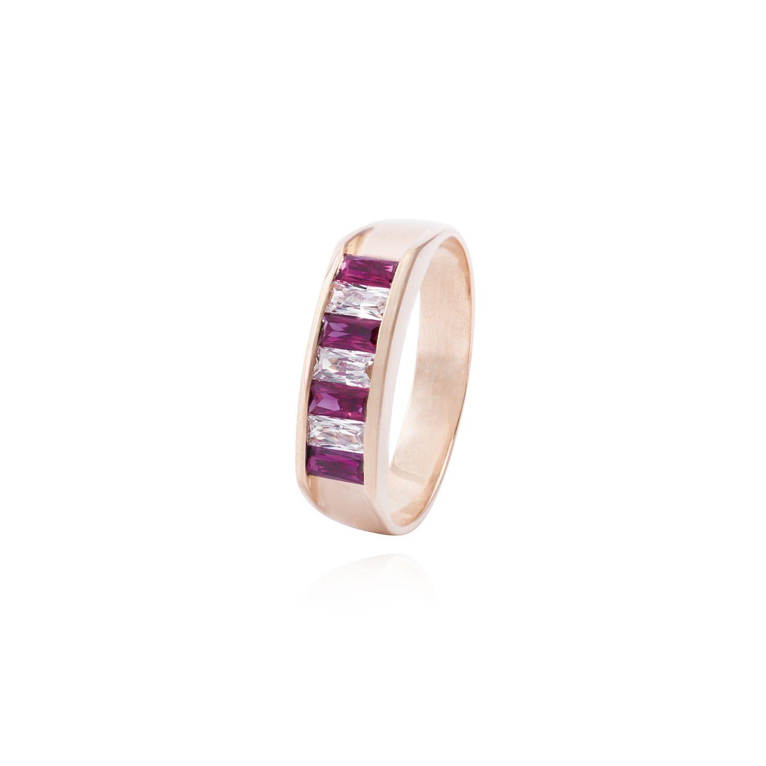 Anillo en Oro Miel 18kt Rubí Prisma-0