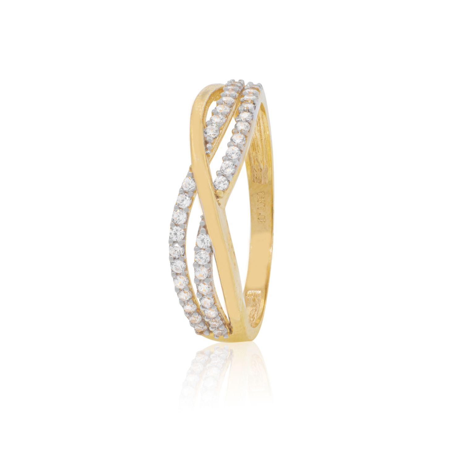 Anillo Compromiso de Oro 18Kt Circones Doble Onda-0