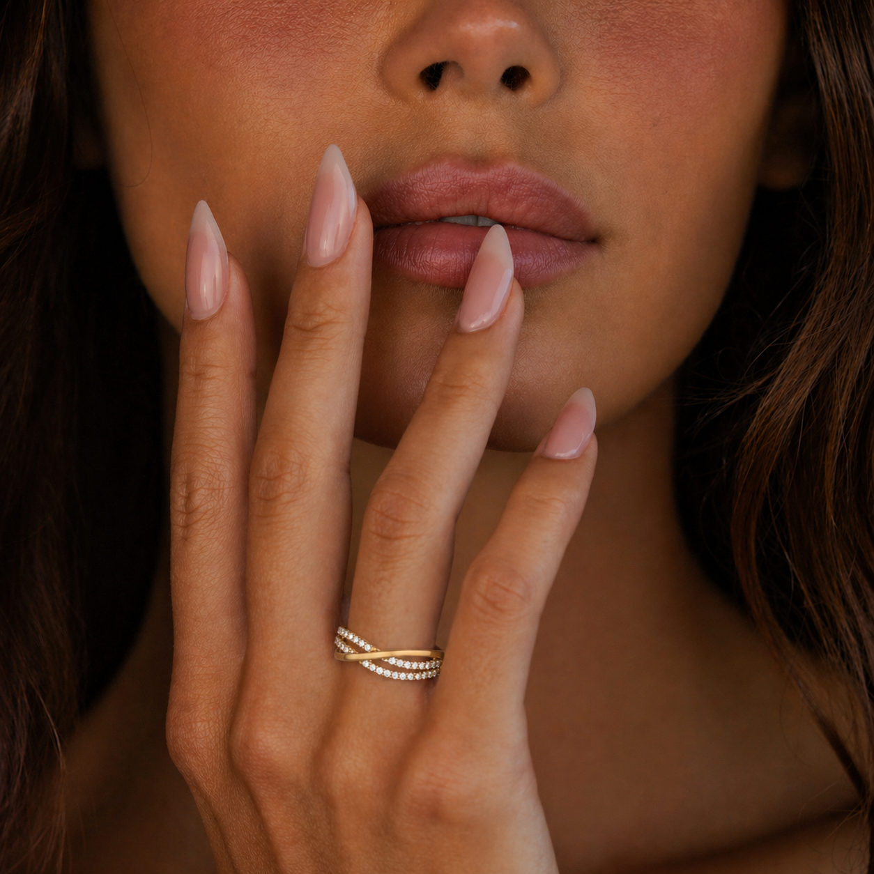 Anillo Compromiso de Oro 18Kt Circones Doble Onda-3