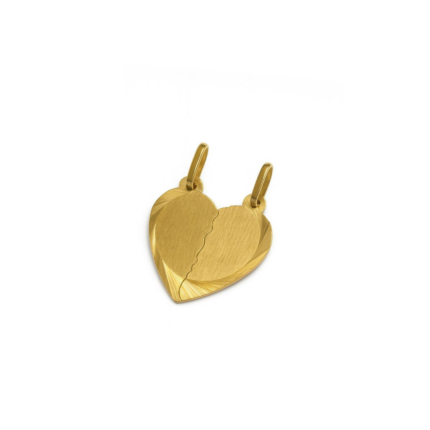 Colgante Oro Miel 18kt Placa Corazón Duo Amor-2