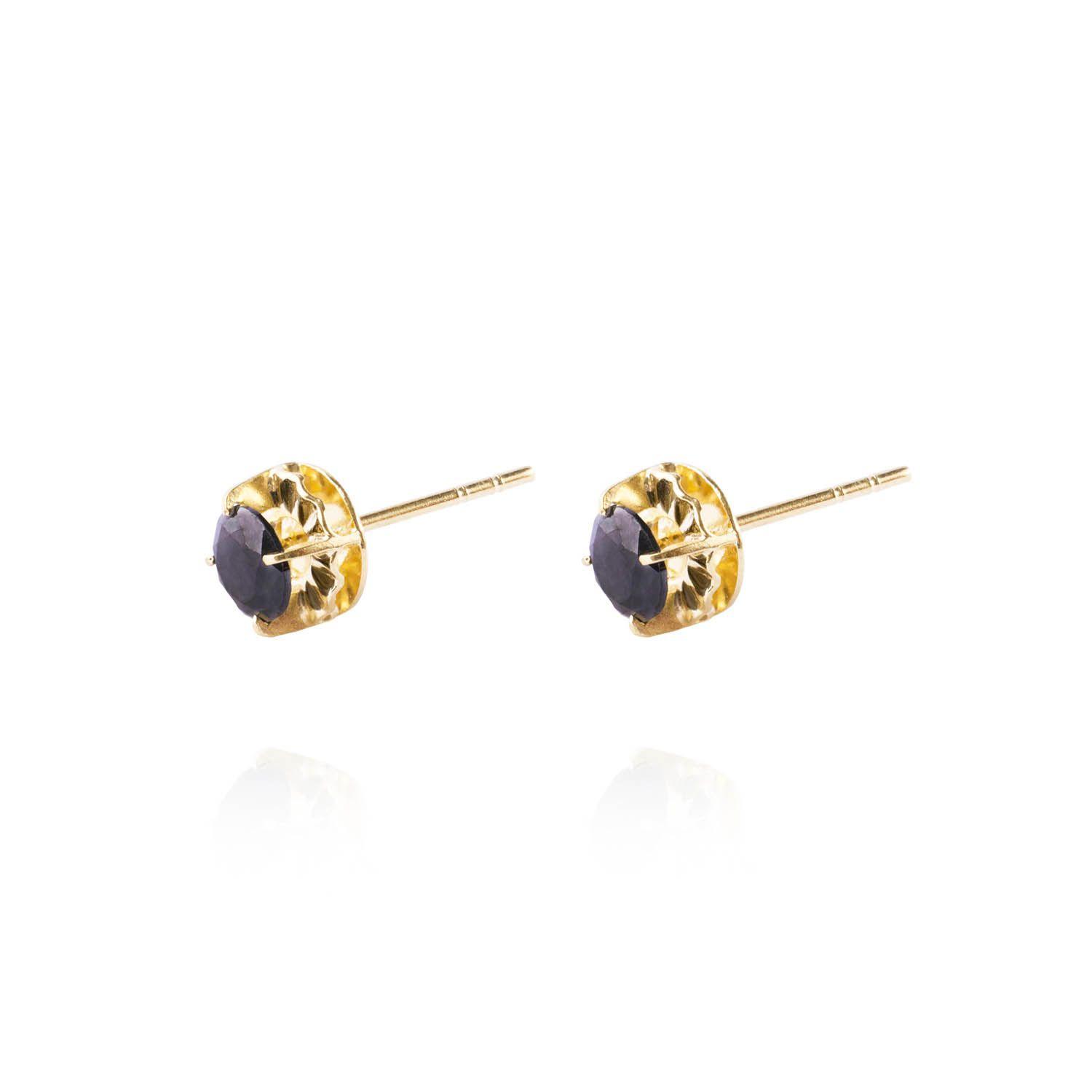 Aros de Oro 18kt Chatón de Onix Circonita 5mm-1