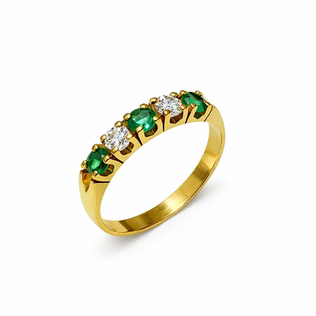Anillo Oro Amarillo 18kt Destello de Esmeralda-2