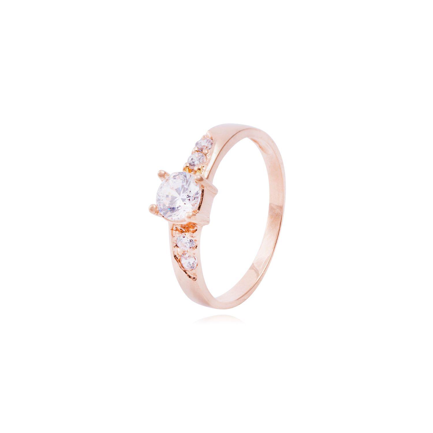 Anillo Oro Miel 18kt Solitario Circón-0