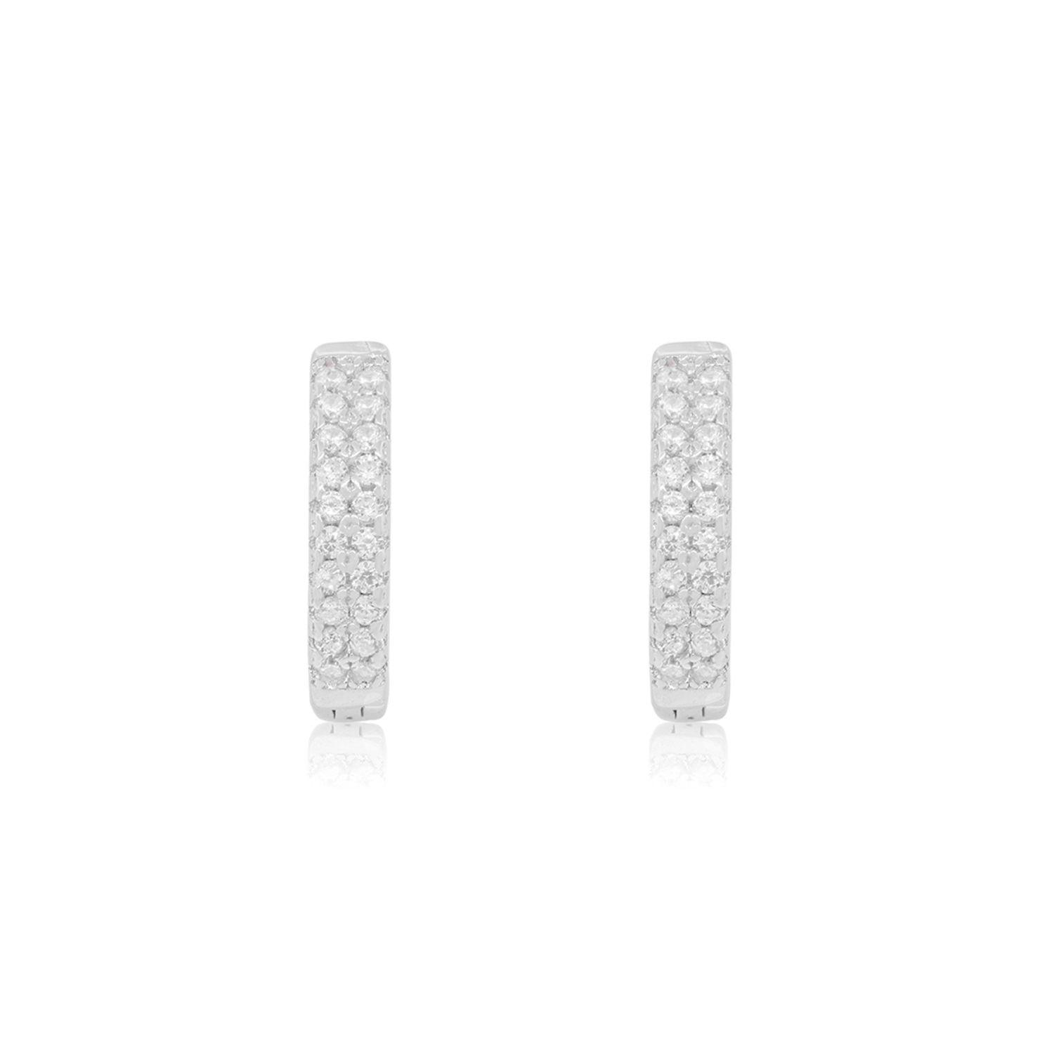 Aros de Plata Esterlina 925 Argollas Doble Riel Circones-2