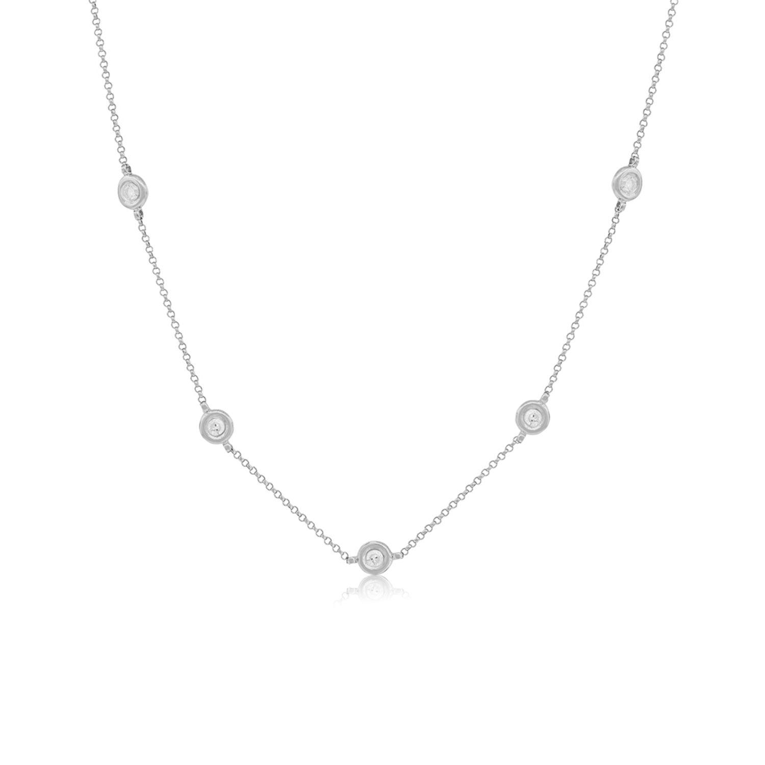 Collar Oro Blanco 18kt Diamantes. 35 Puntos-0