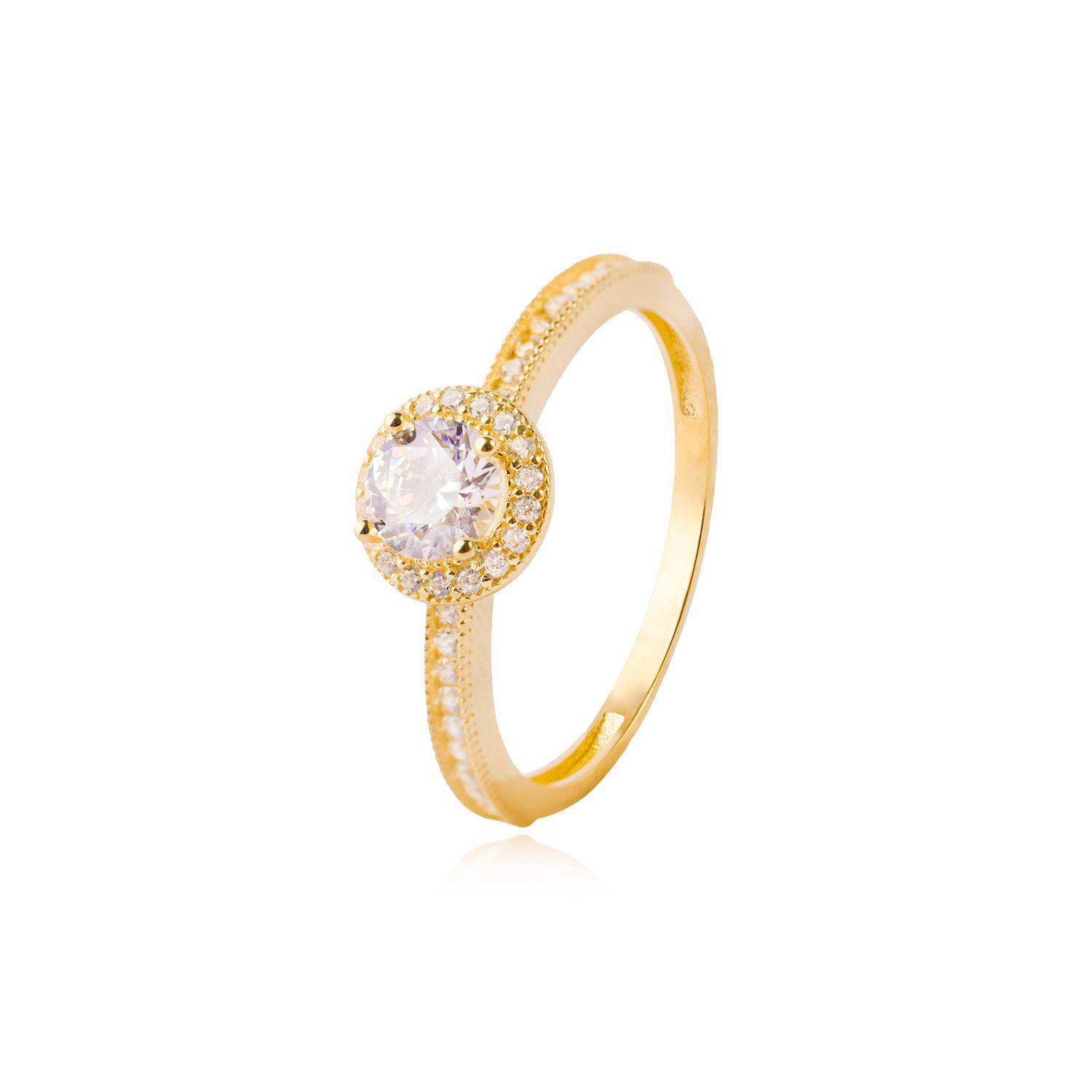 Anillos de oro 18kt Modelo Solitario cubierto de Circones-0