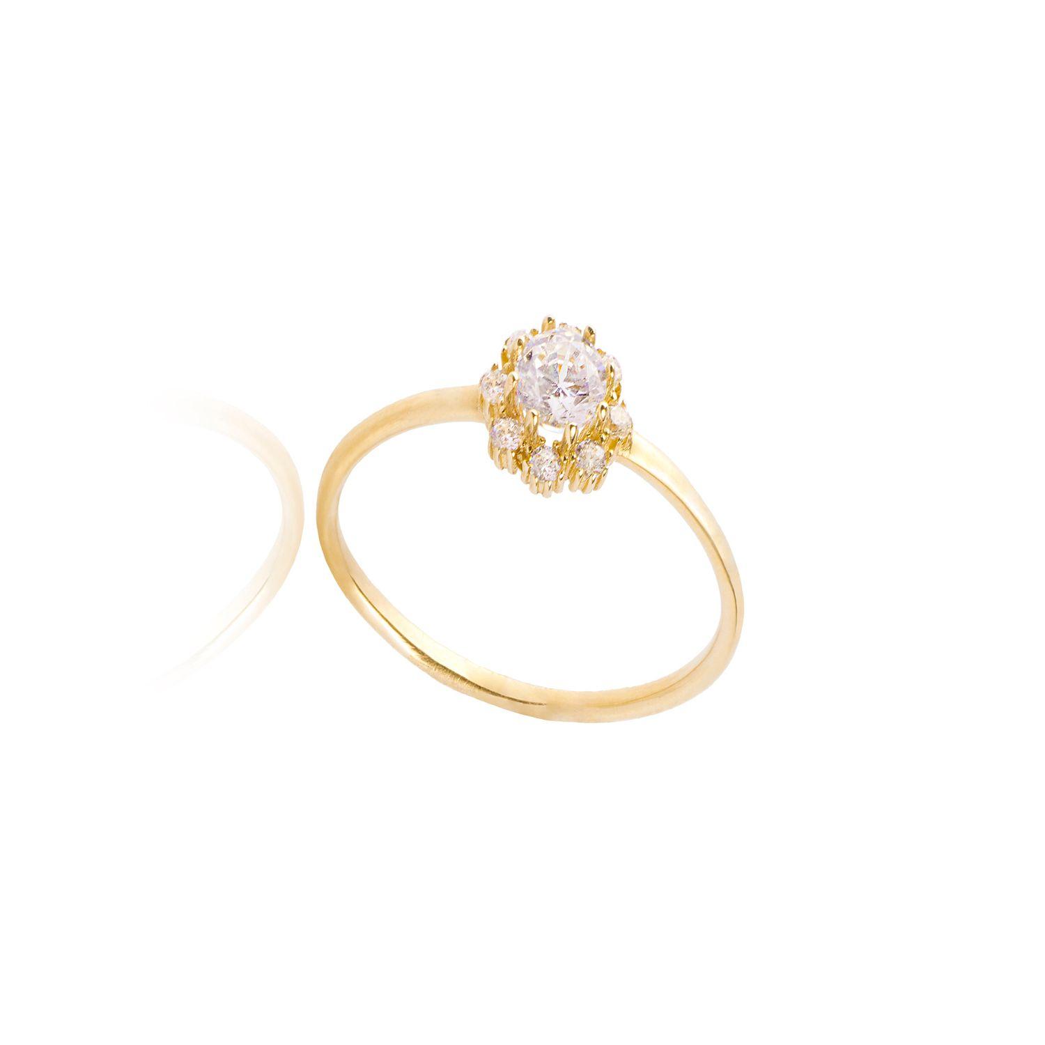 Anillo Oro Amarillo 18kt Rosera Circonita-2
