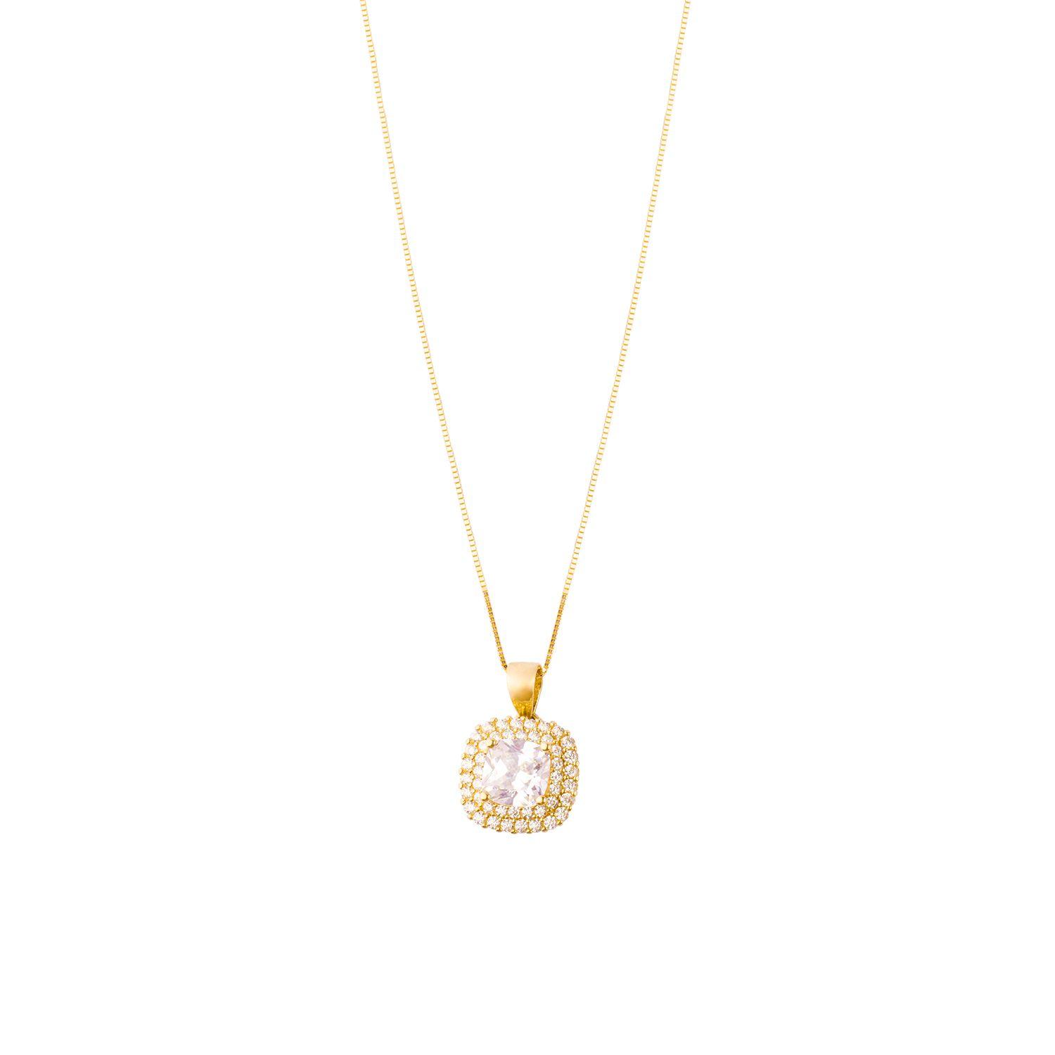 Colgante de Oro 18kt Cuadrado Circon-2