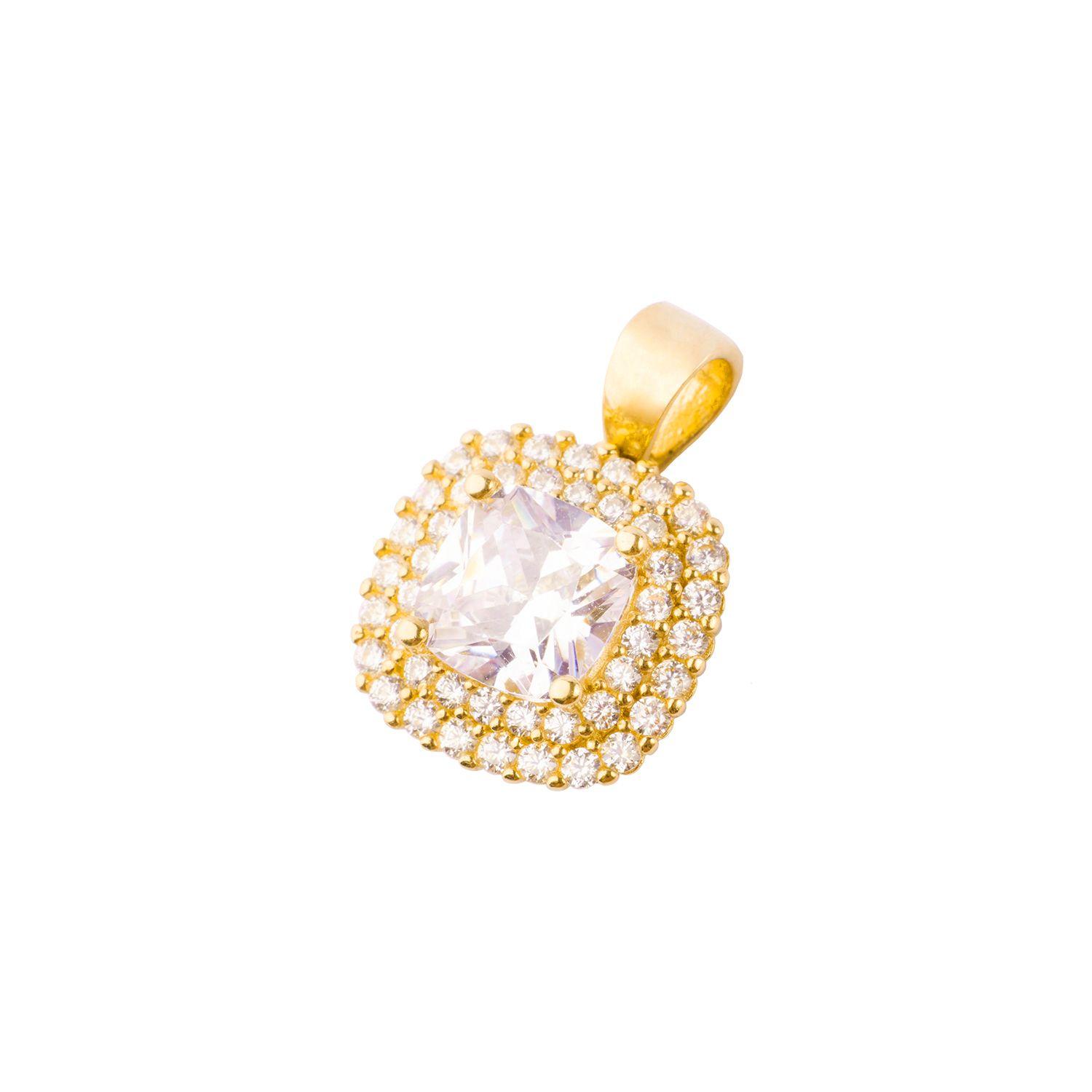 Colgante de Oro 18kt Cuadrado Circon-0