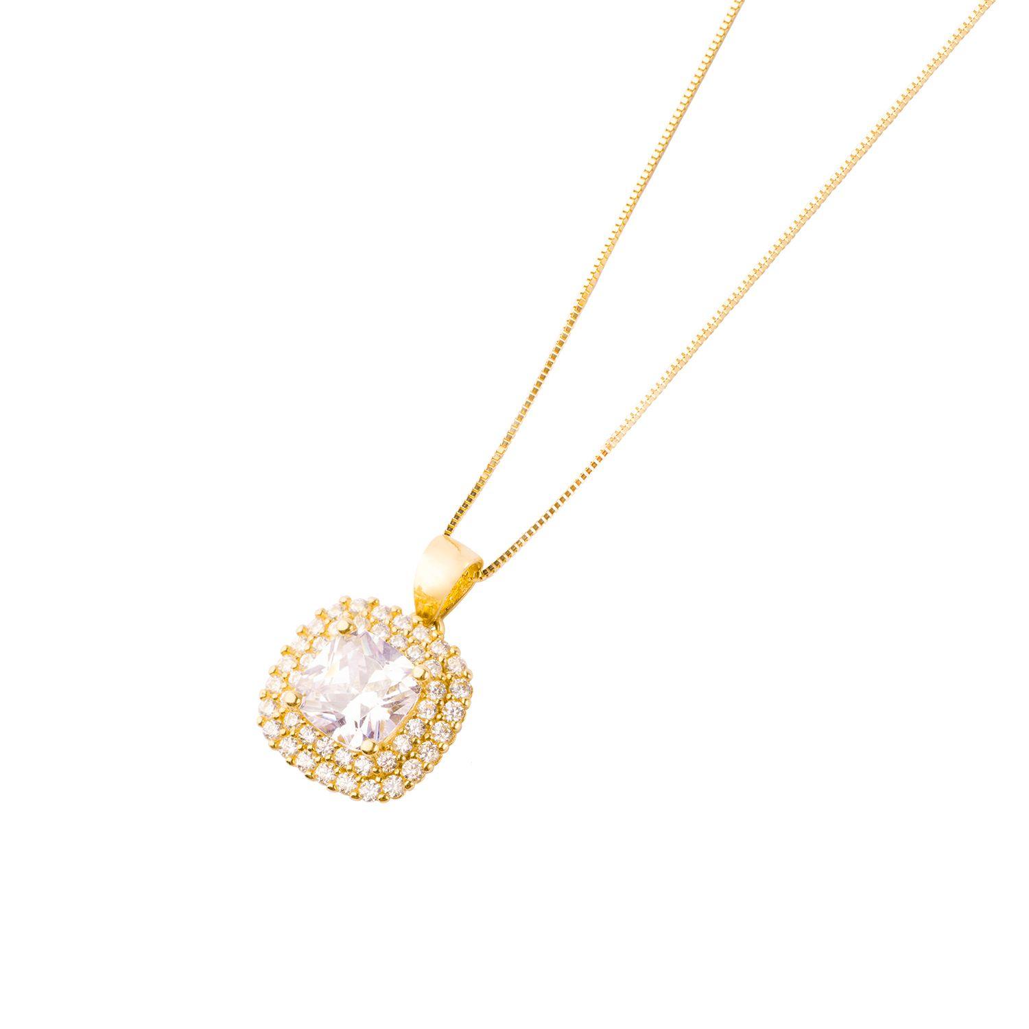 Colgante de Oro 18kt Cuadrado Circon-1