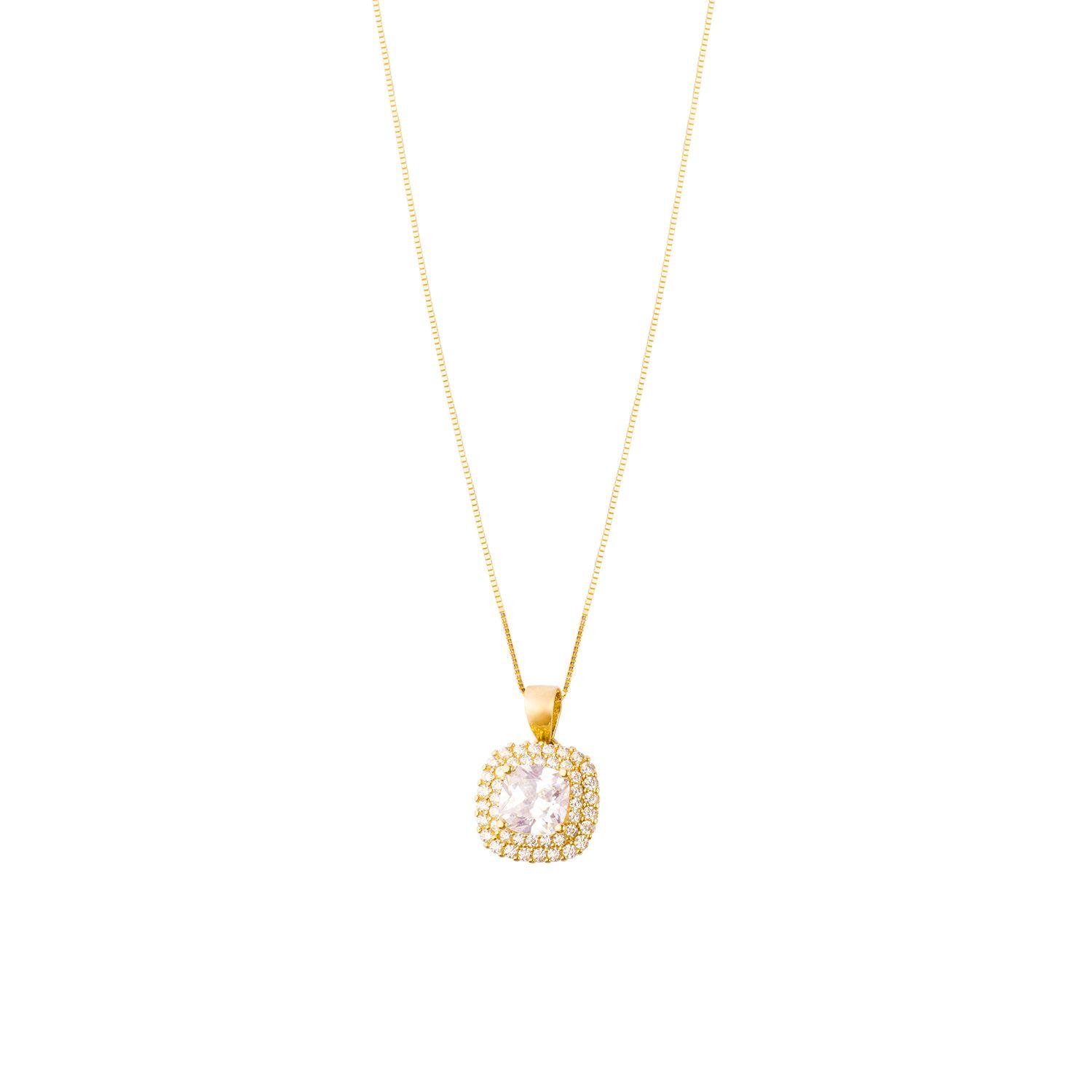 Colgante de Oro 18kt Cuadrado Circon-2
