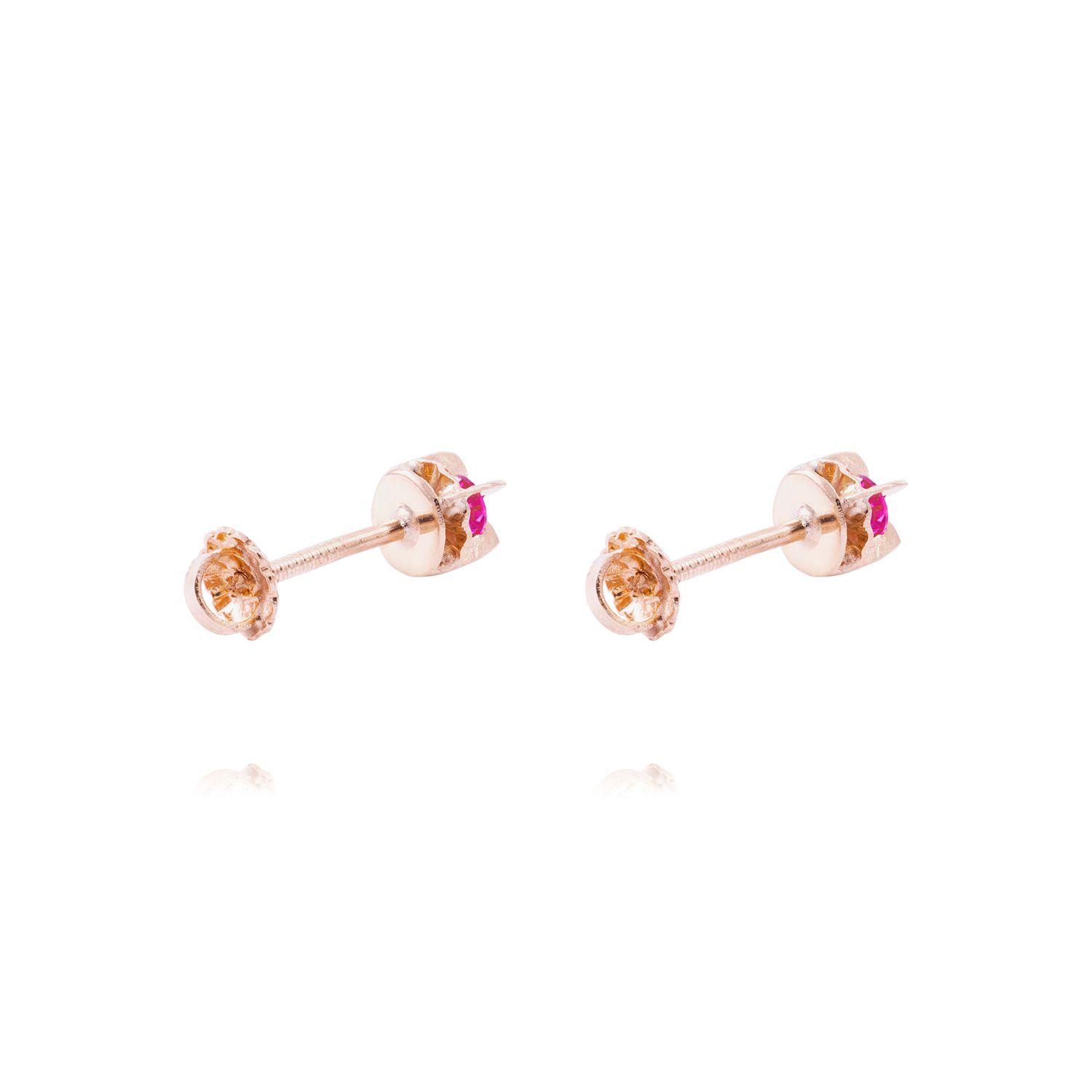 Aros Oro Miel 18kt Chatón Rubí 3mm-2