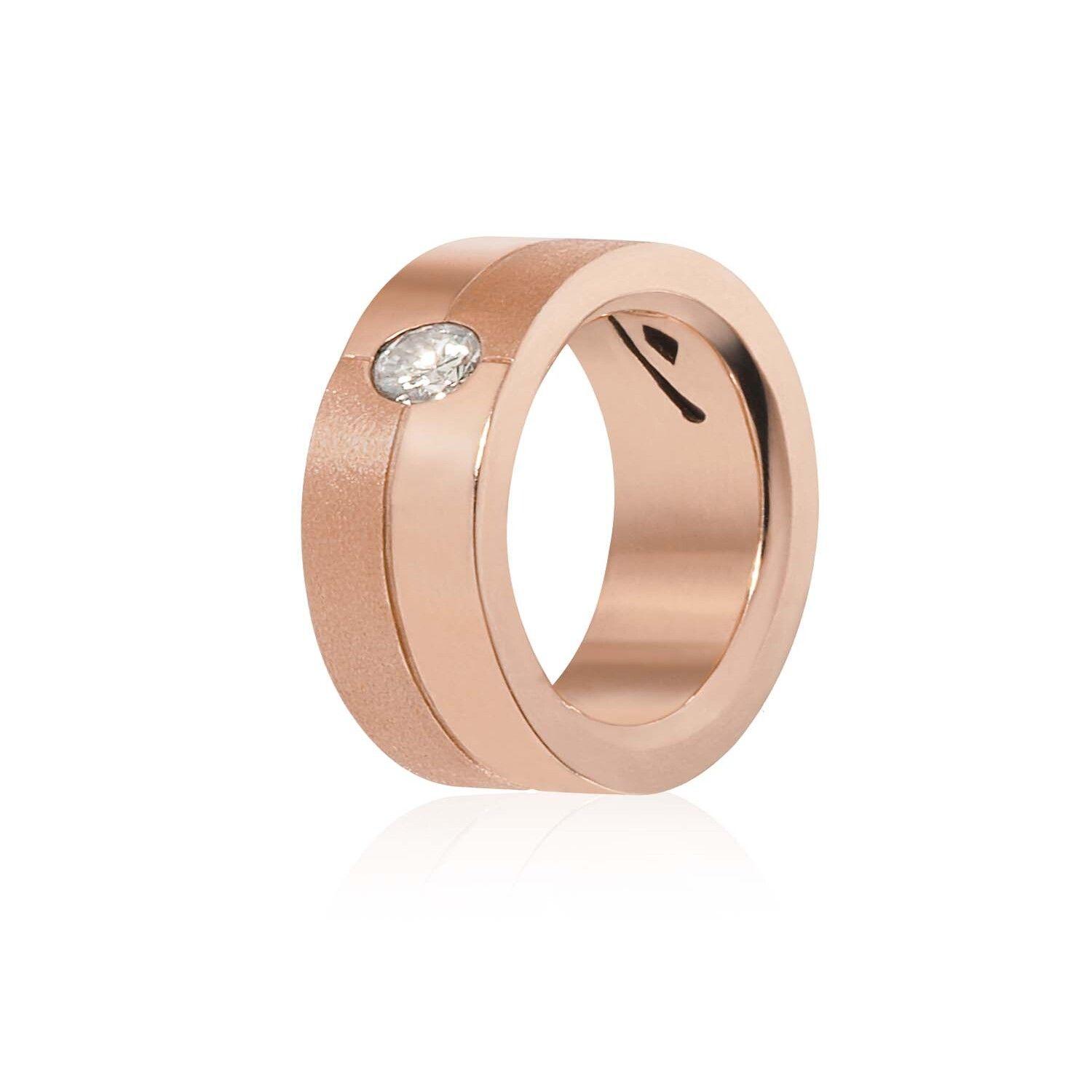 Anillo de Oro Rosado 18kt Modelo Furt con 01 Diamante Corte Brillante Solitario 5pts-0