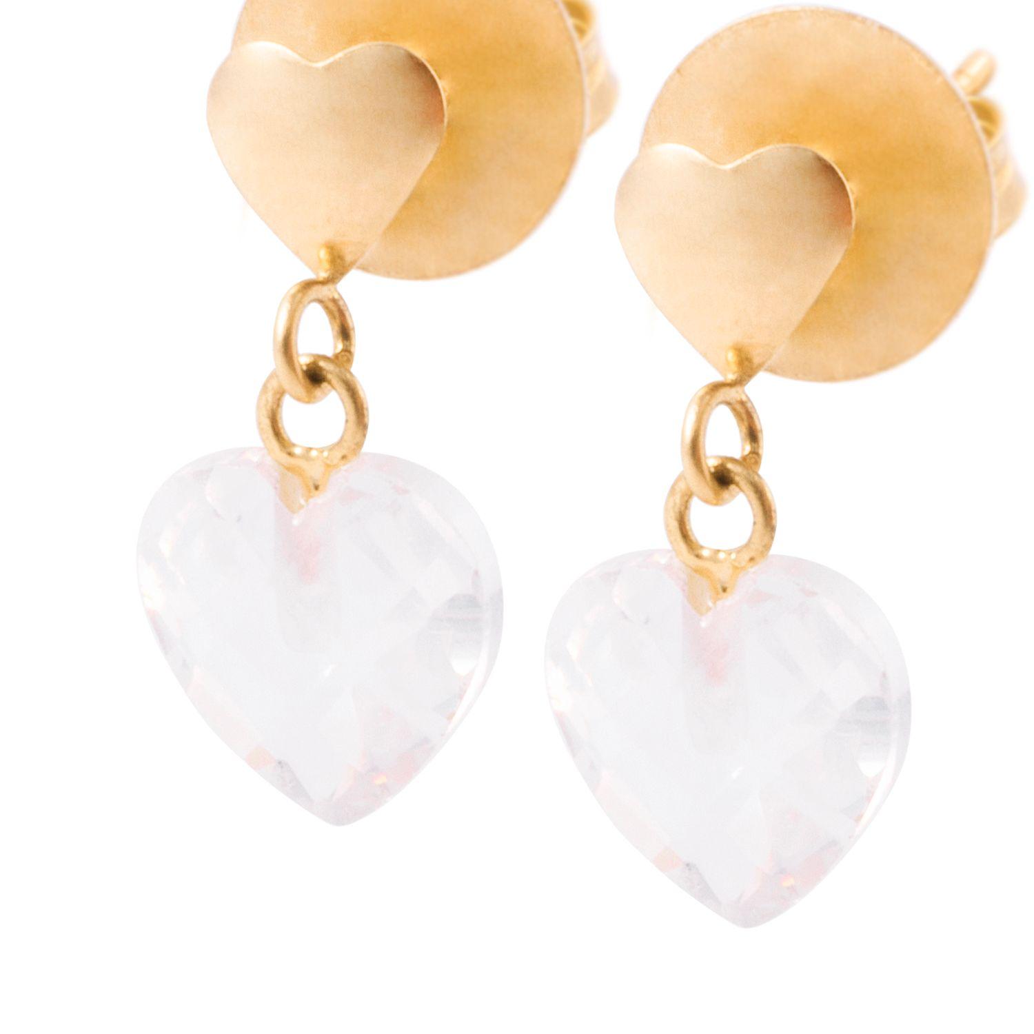 Aros de Oro de 18kt Modelo Corazón de cristal-1