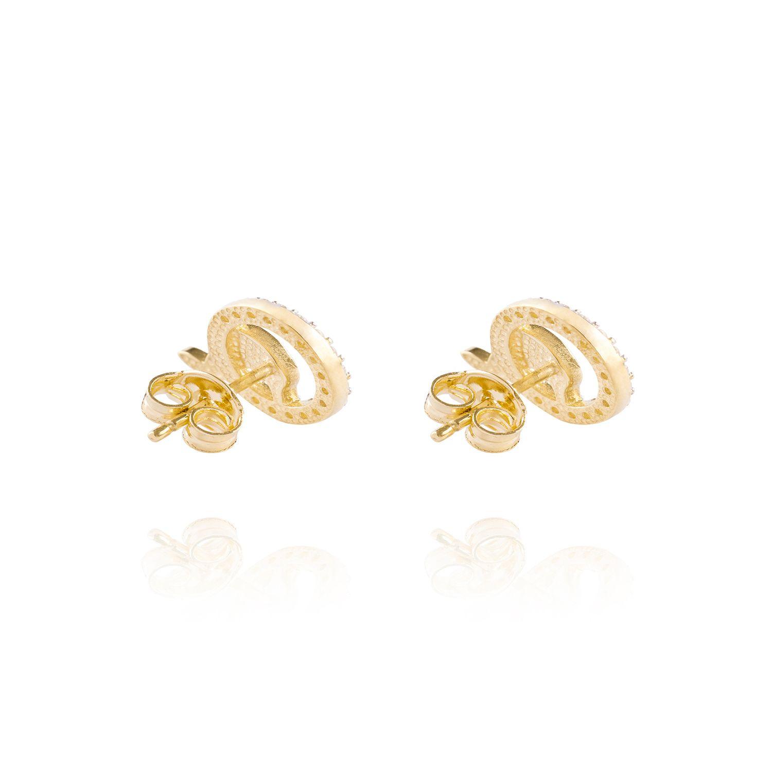 Aros de Oro 18kt Delfin Circón-2