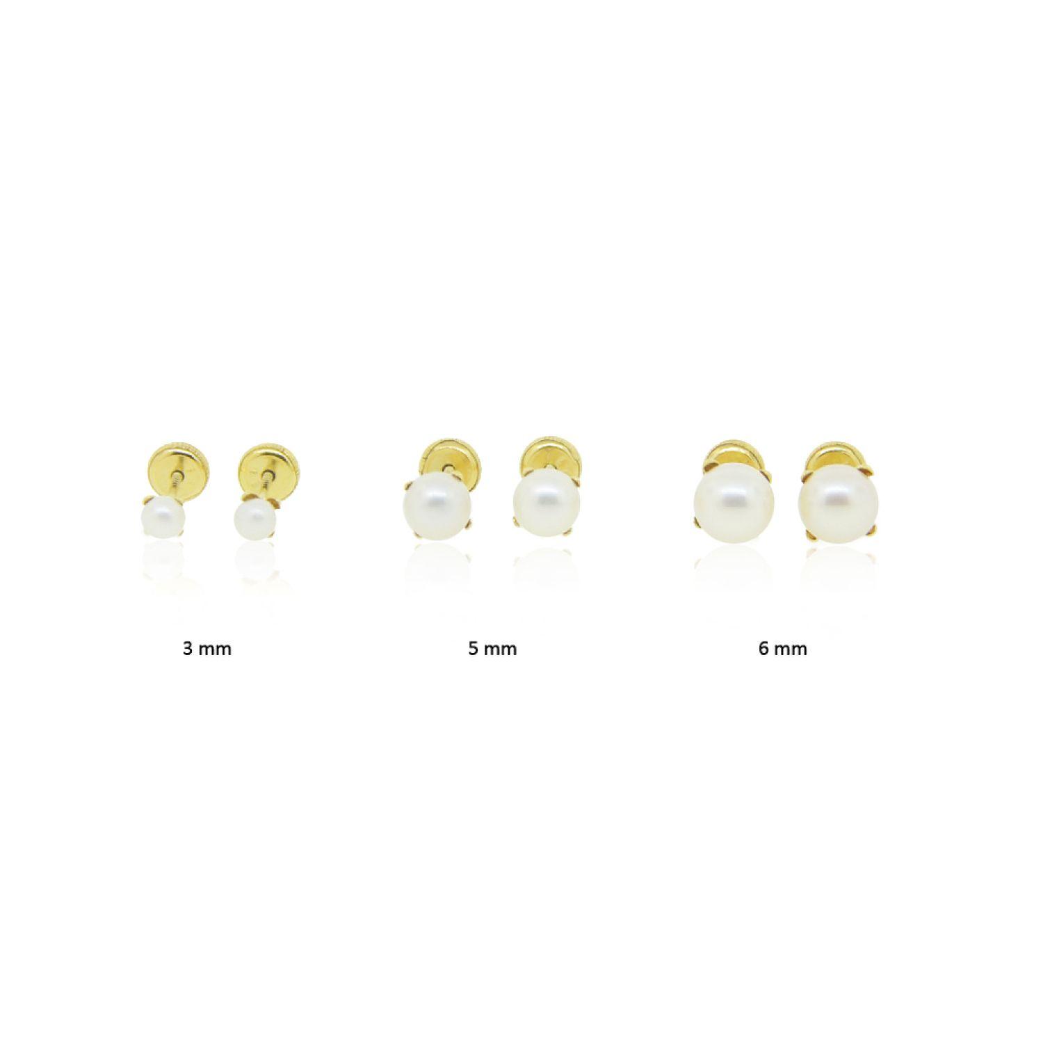Aros de Oro 18kt Perla Cultivada 4 Grifas 3,0mm-3,5mm-2