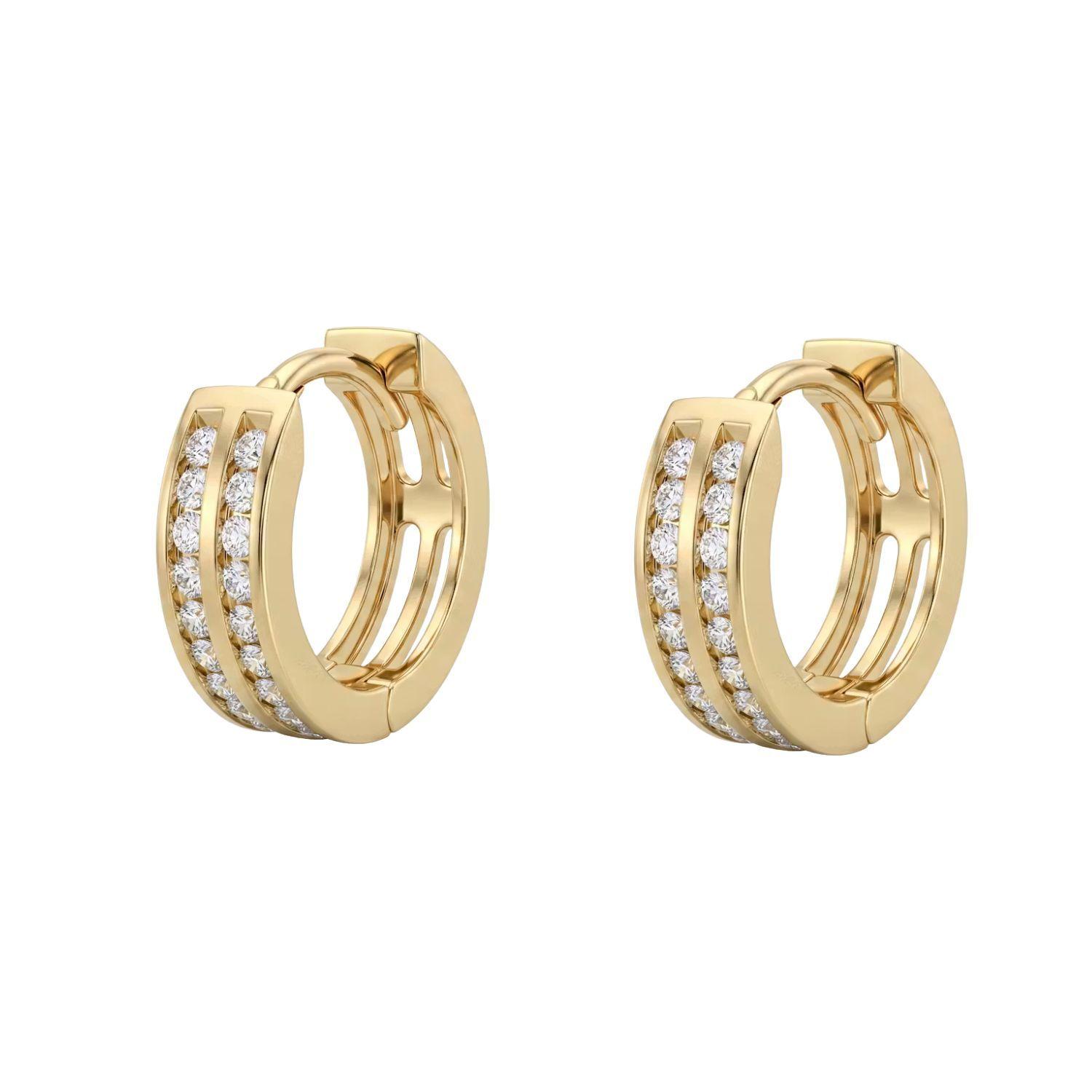 Aros de Oro 18kt  Argollas Circon Doble Chica-0
