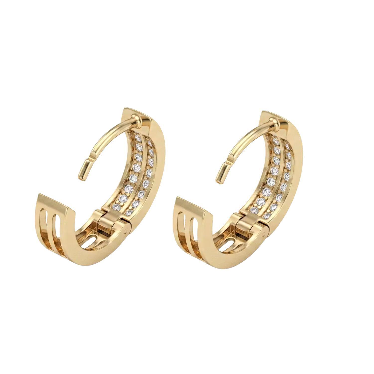 Aros de Oro 18kt  Argollas Circon Doble Chica-1