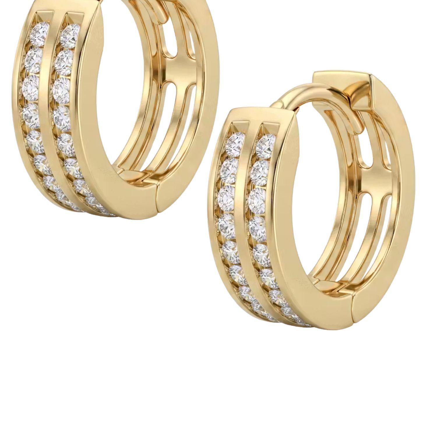 Aros de Oro 18kt  Argollas Circon Doble Chica-2