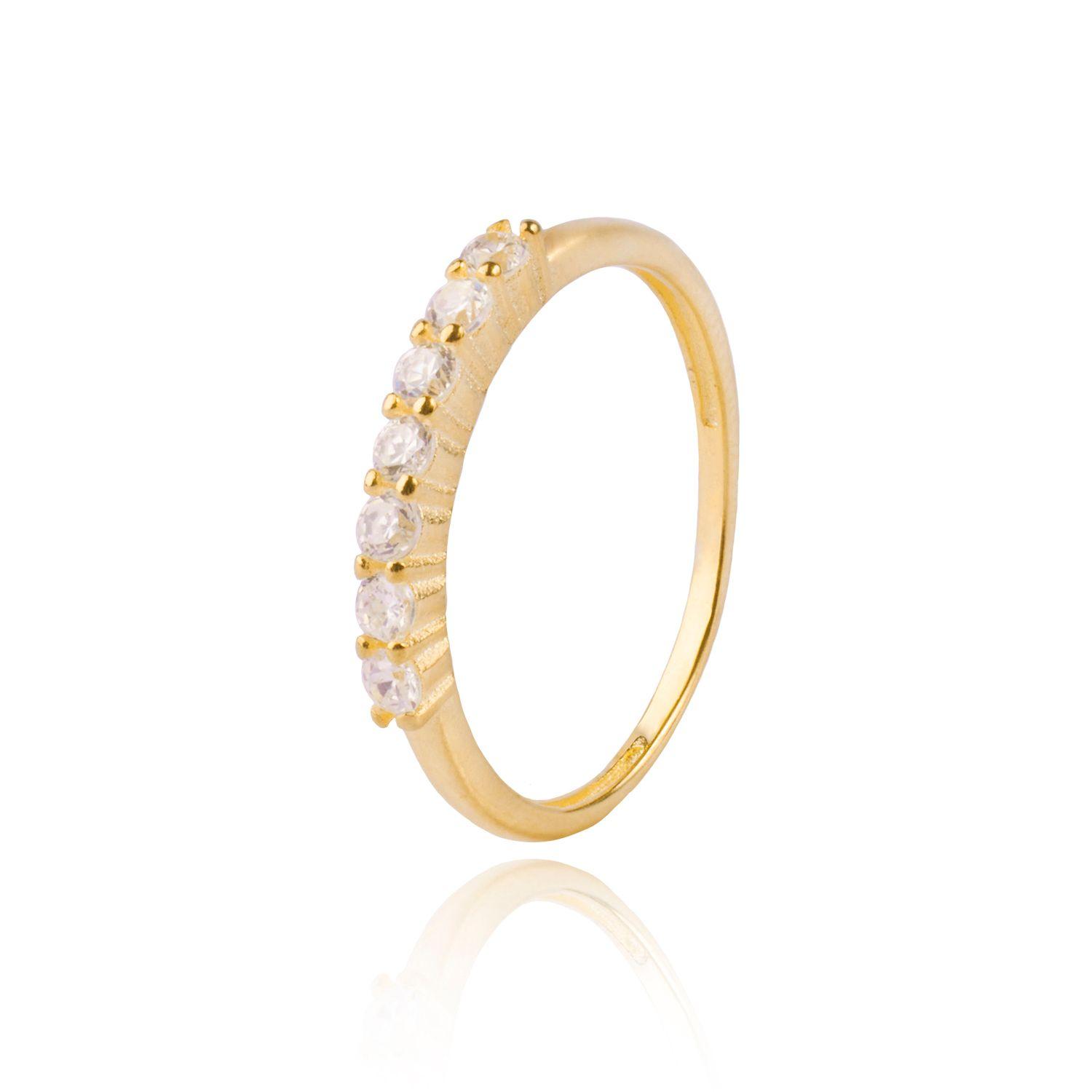 Anillo de Plata Esterlina 925 Siete Circones Revestido en Oro-0