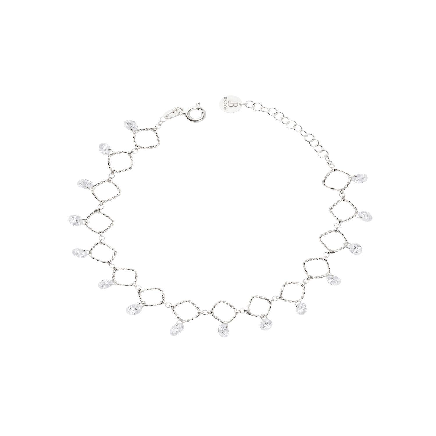 Pulsera de Plata Esterlina 925 Colgante Rombo-0