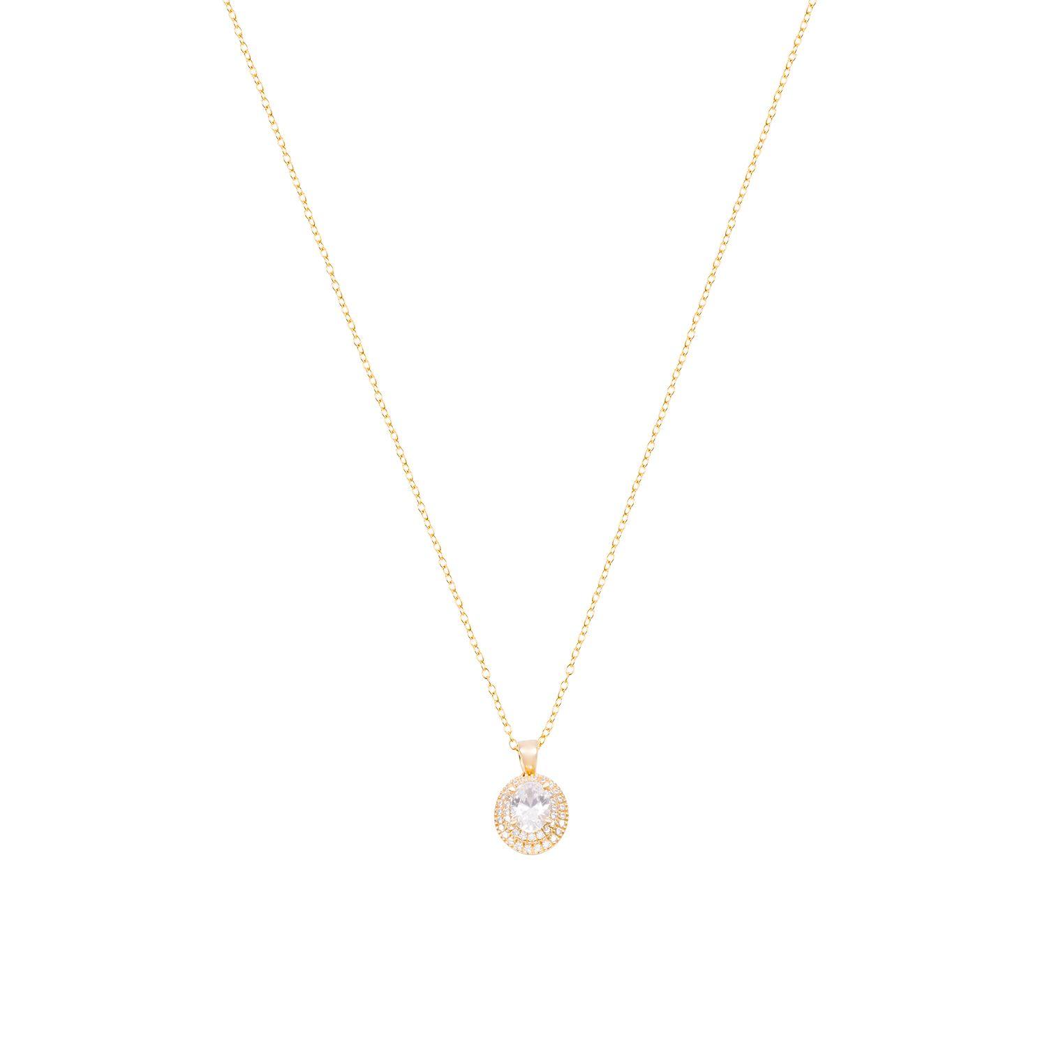 Colgante de Oro 18kt Modelo Circonita Ovalada Enmarcada-2