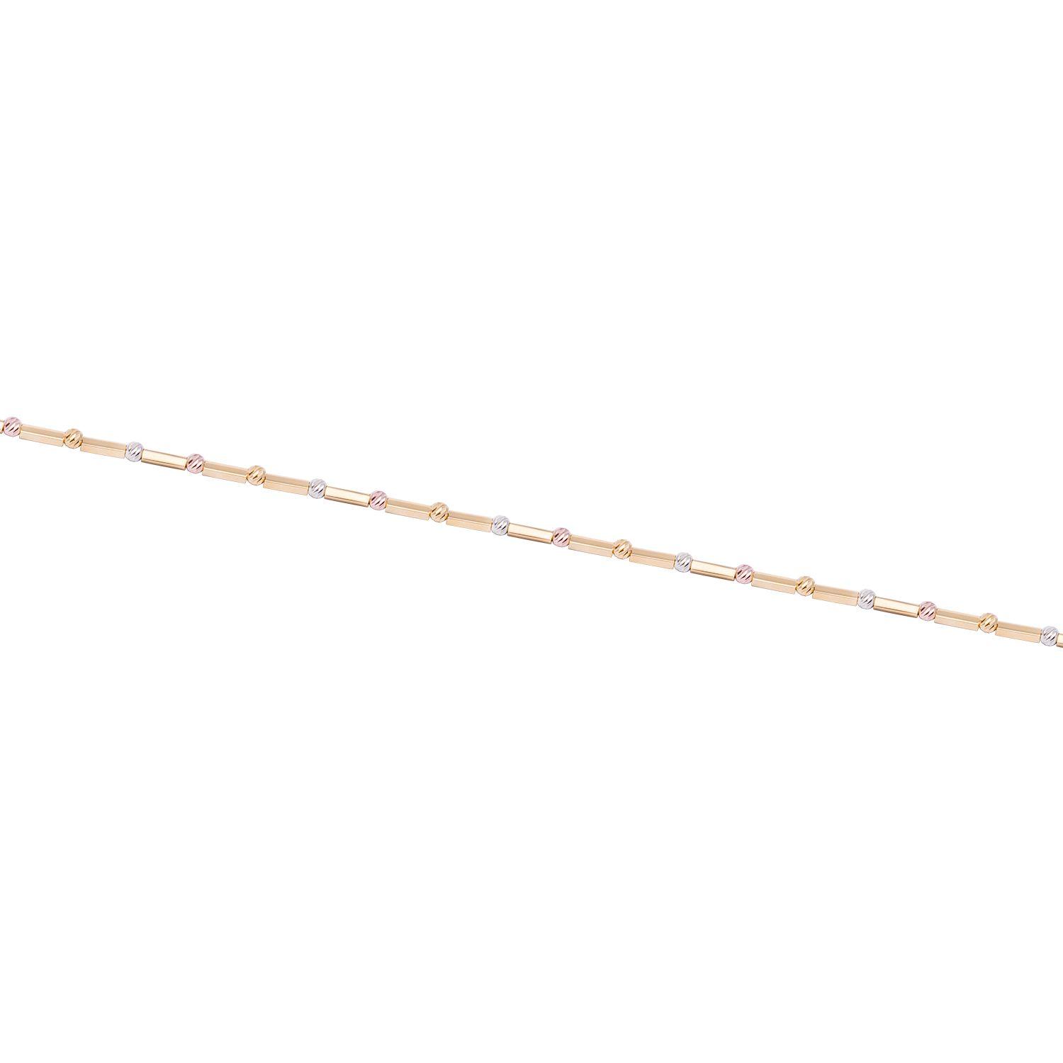 Pulsera Oro Amarillo 18kt Bolitas Tricolores-2
