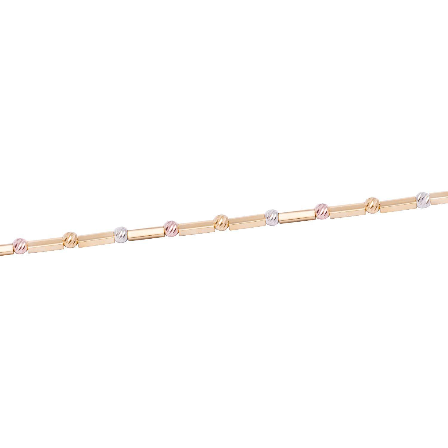 Pulsera Oro Amarillo 18kt Bolitas Tricolores-1