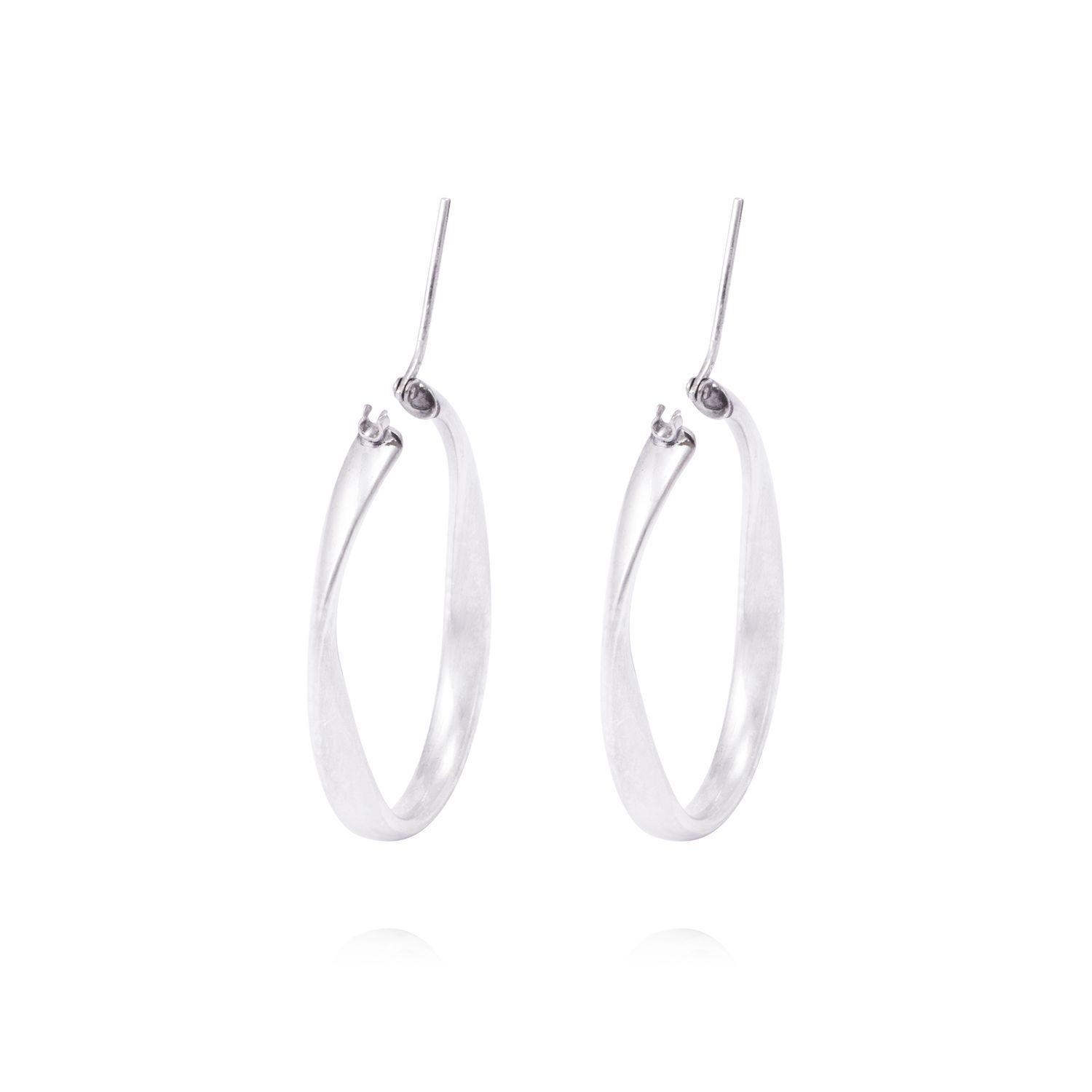 Aros de Plata Esterlina 925 Ovalado Torcido-2