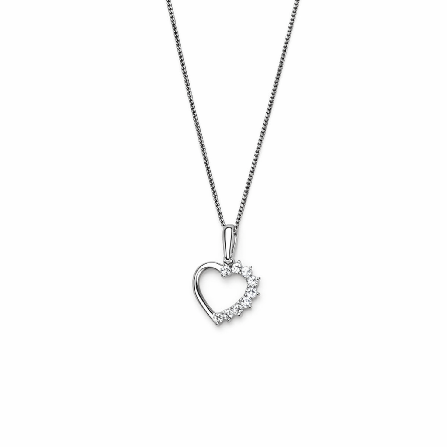 Colgante Oro Blanco 18kt Corazón 1/2 Circonita-2