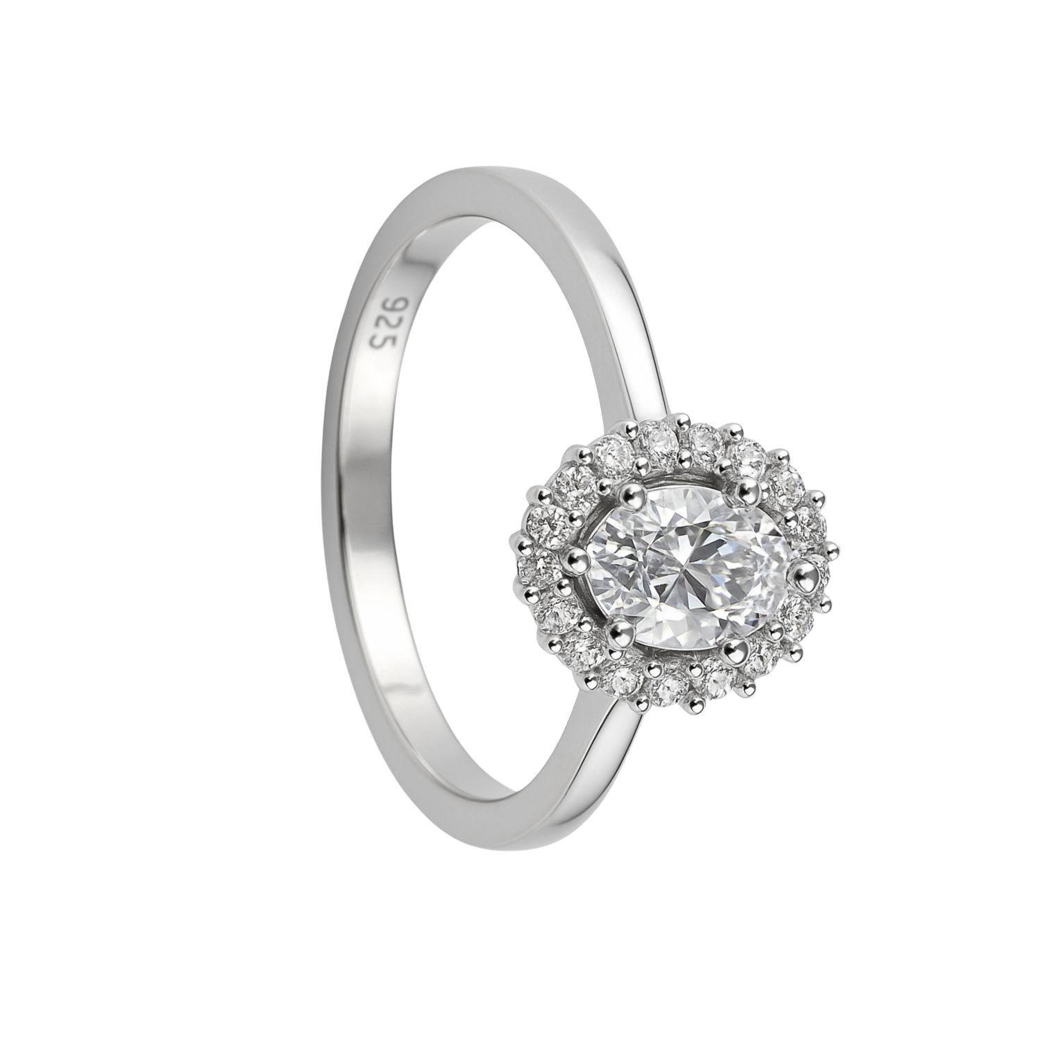 Anillo Plata Esterlina 925 Roseta con Circonita Oval Central-2
