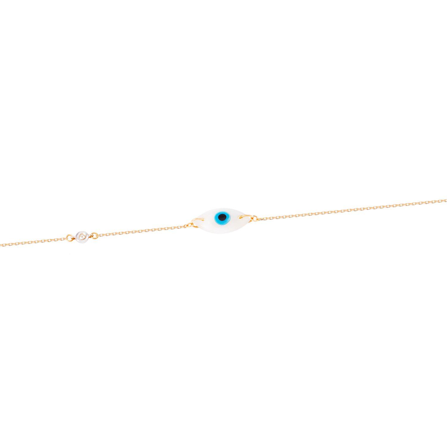 Pulsera de Oro Amarillo 18kt Ojo Turco Diamantes 1x3 Pts-2