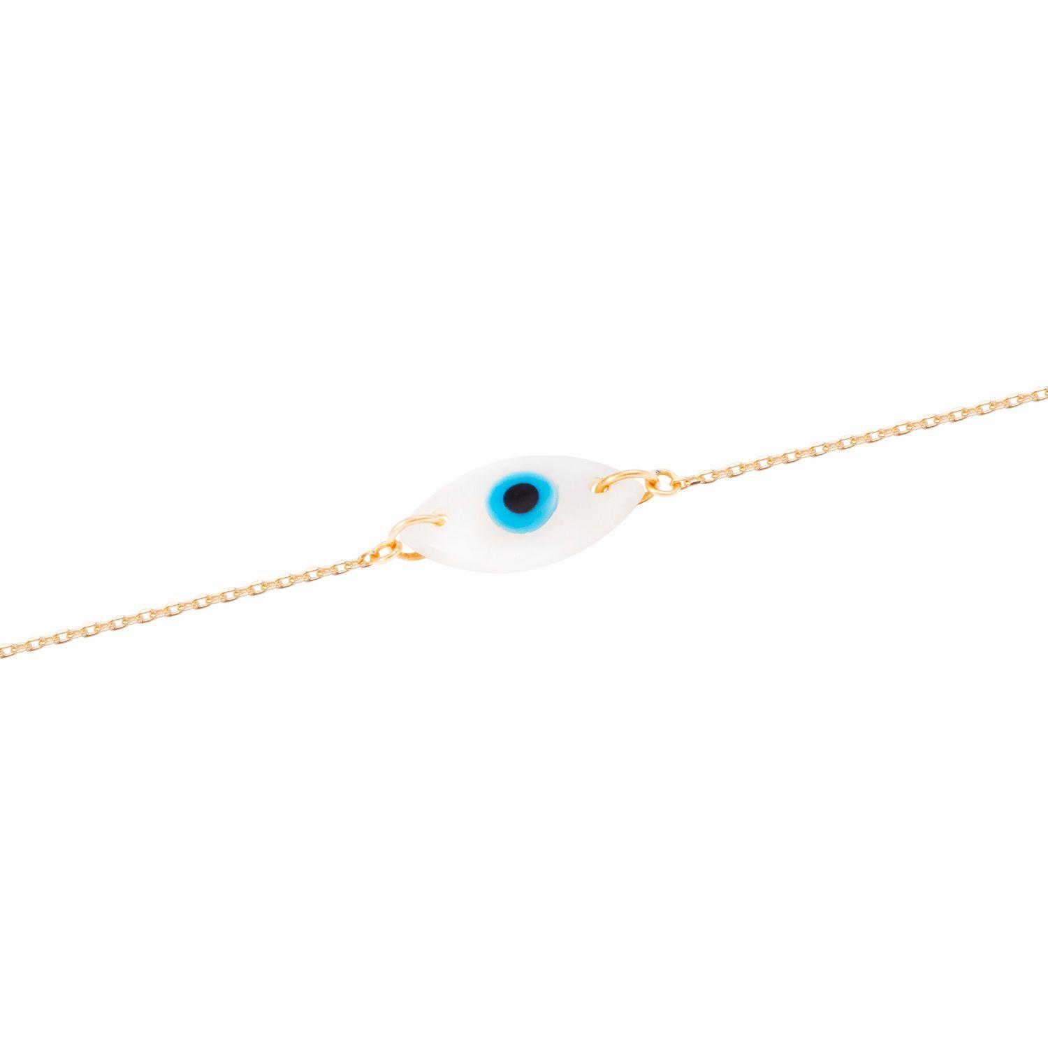 Pulsera de Oro Amarillo 18kt Ojo Turco Diamantes 1x3 Pts-1