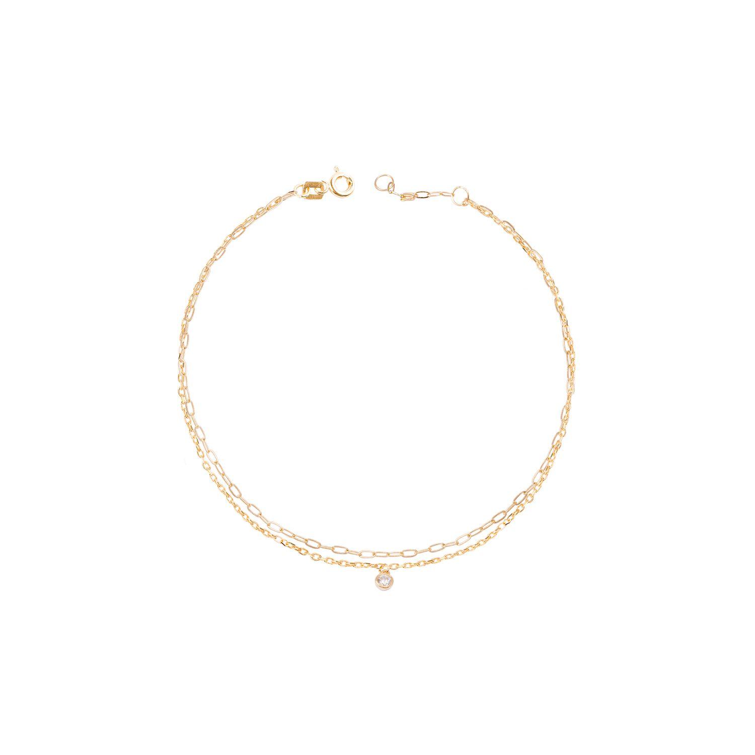 Tobillera Oro Amarillo 18kt Doble Cadena-2
