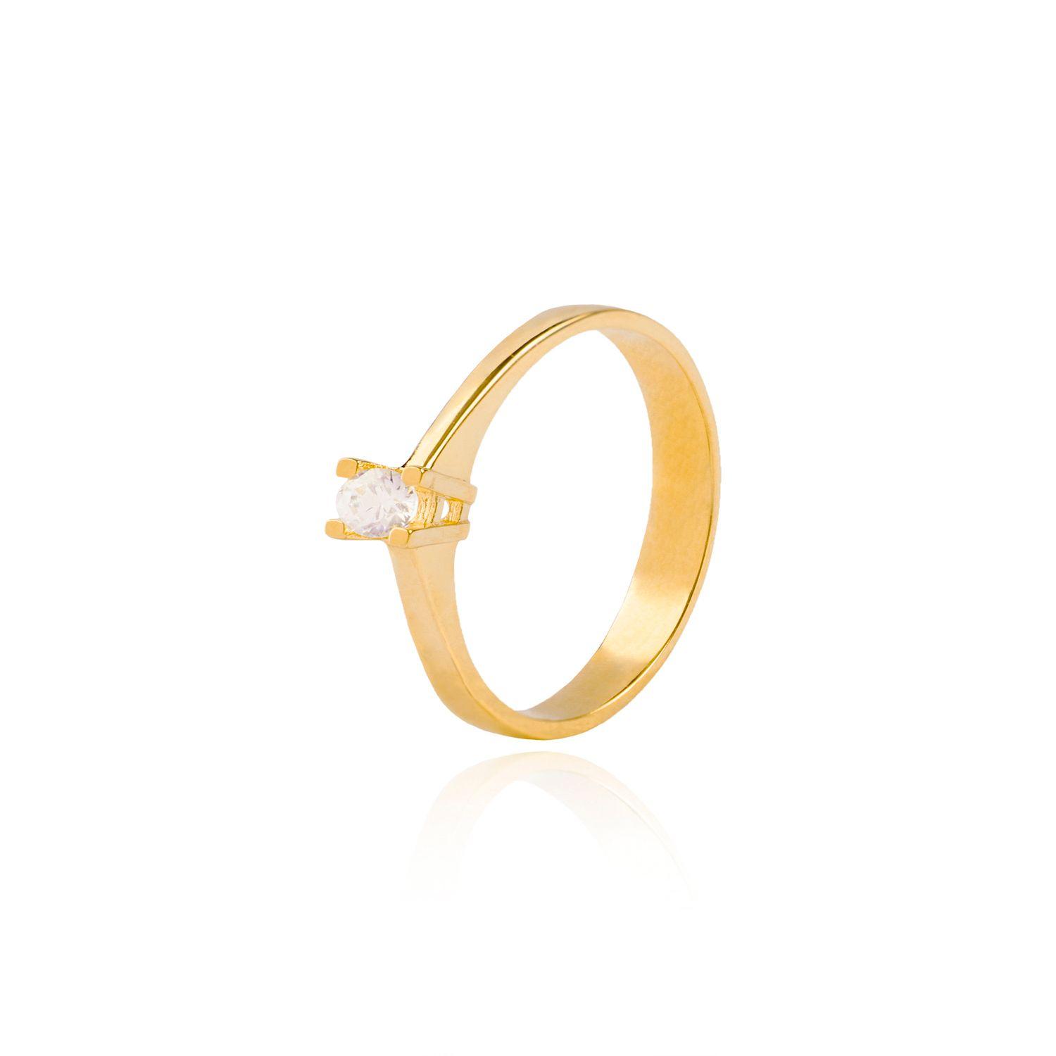 Anillo Compromiso de Oro 18Kt Solitario Circón 3mm-0