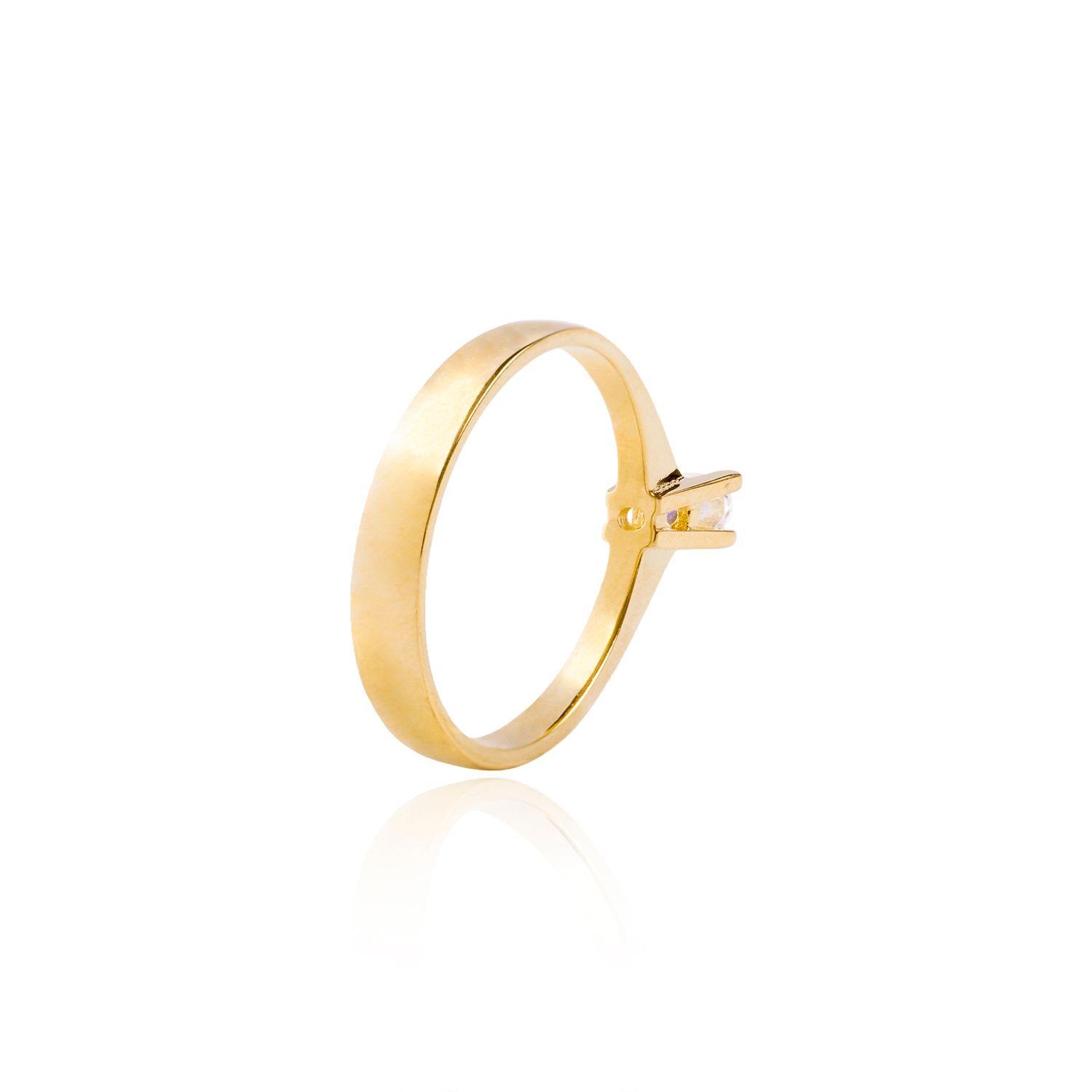 Anillo Compromiso de Oro 18Kt Solitario Circón 3mm-1