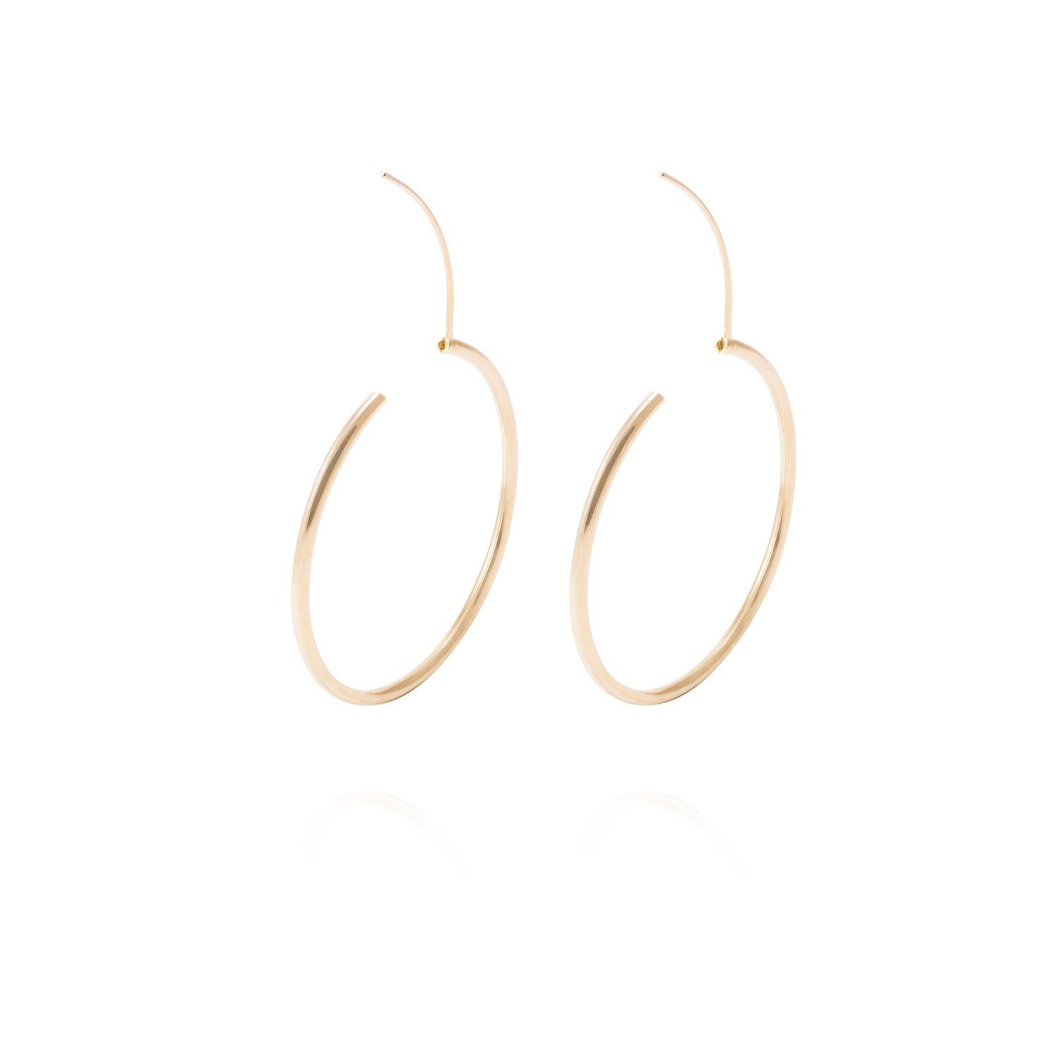 Aros Revestida en Oro 18kt Argollas Grandes Lisas-2