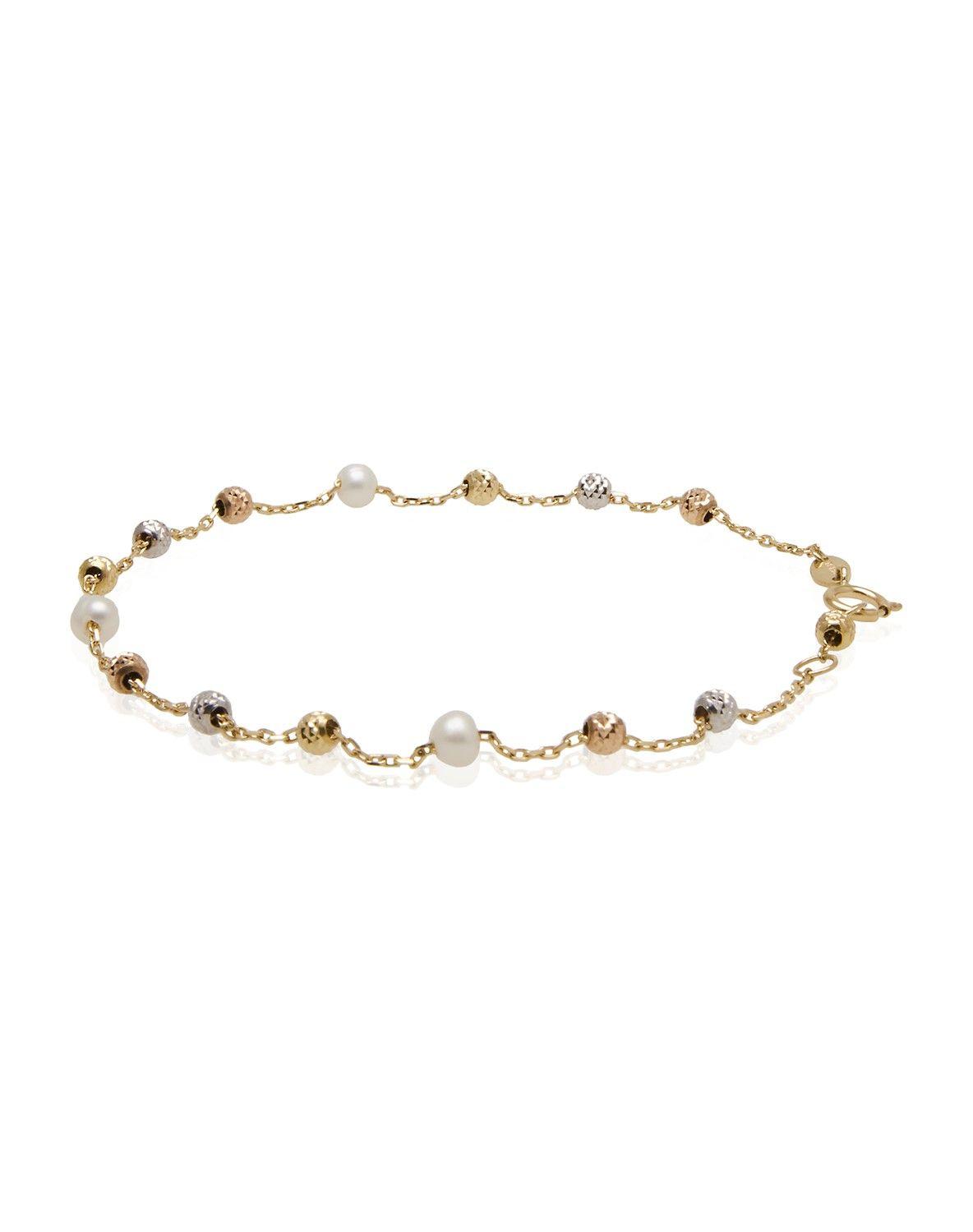 Pulsera de Oro 18kt Tricolor Pelotitas 1013-2