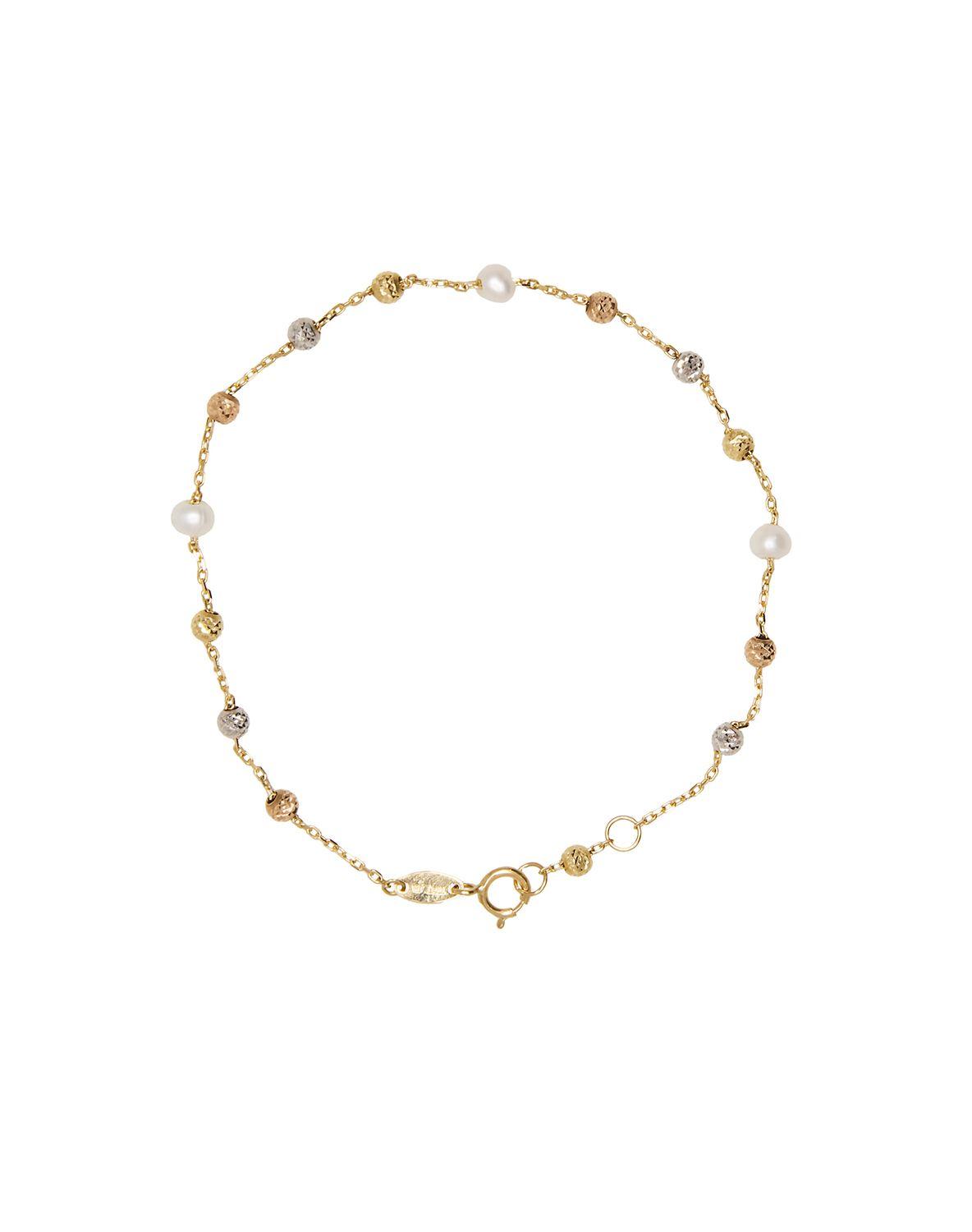 Pulsera de Oro 18kt Tricolor Pelotitas 1013-0
