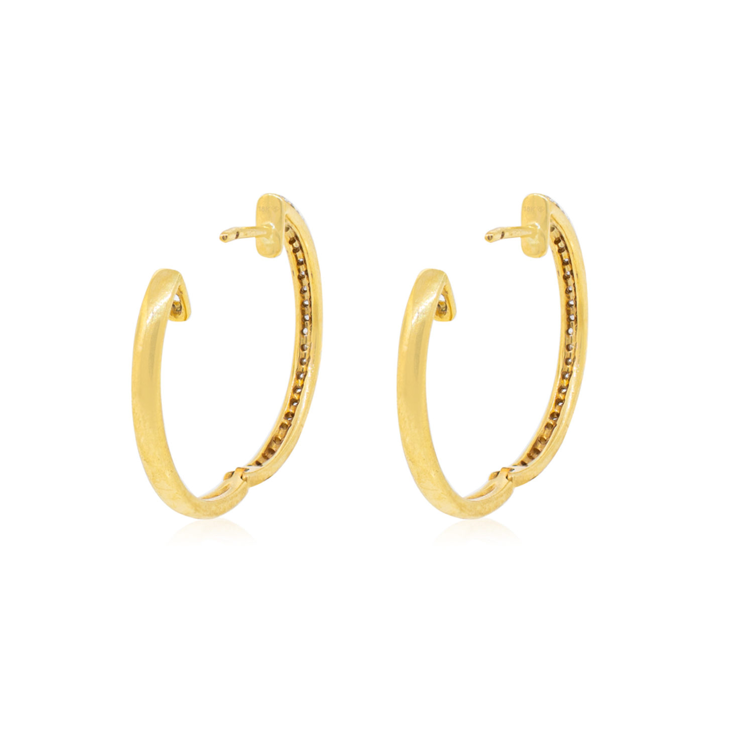 Aros de Oro 18kt Diamantes Doble riel, 50ptos-2