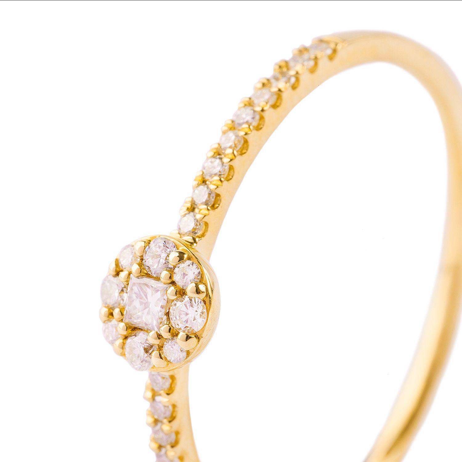 Anillo Oro Amarillo 18kt Roseta y Riel Diamantes 17 Pts-1