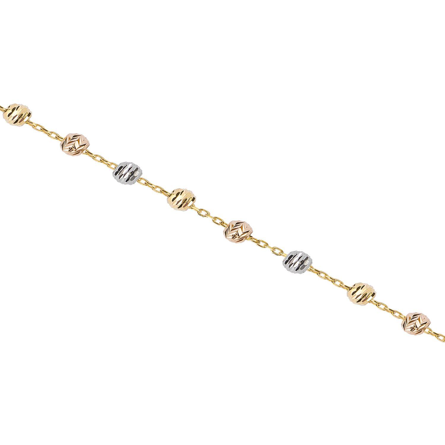 Pulsera de Oro 18kt Bolitas en Tricolor-1