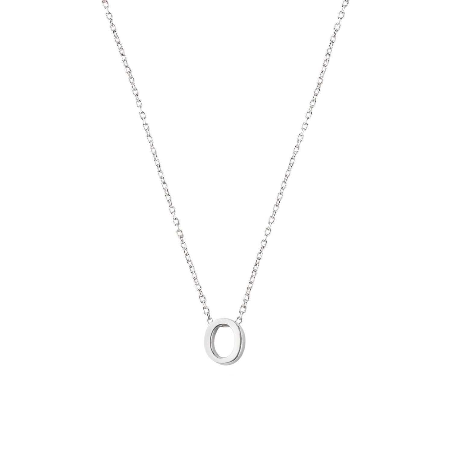 Collar de Plata Esterlina 925 Letra O Lisa-2