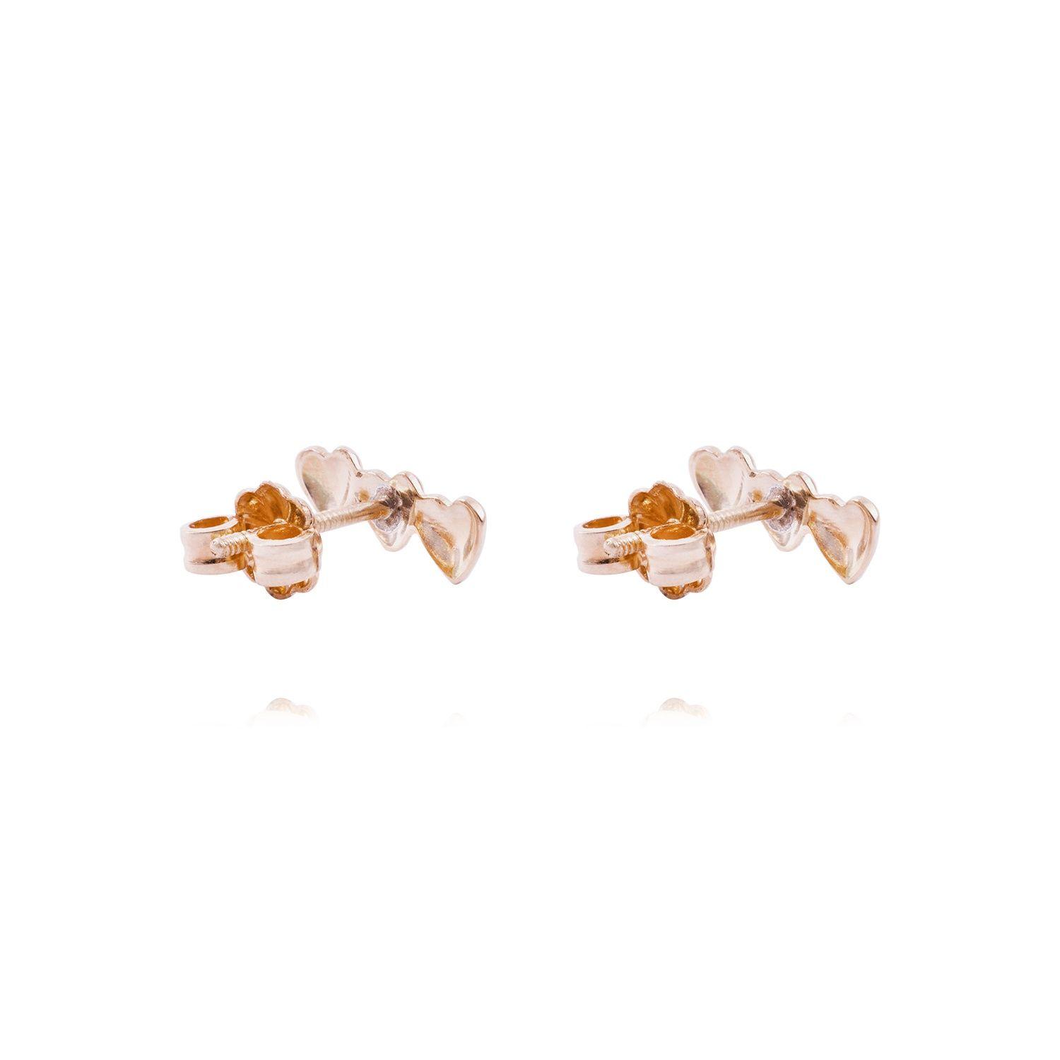 Aros Oro Miel 18kt Tres Corazón-2