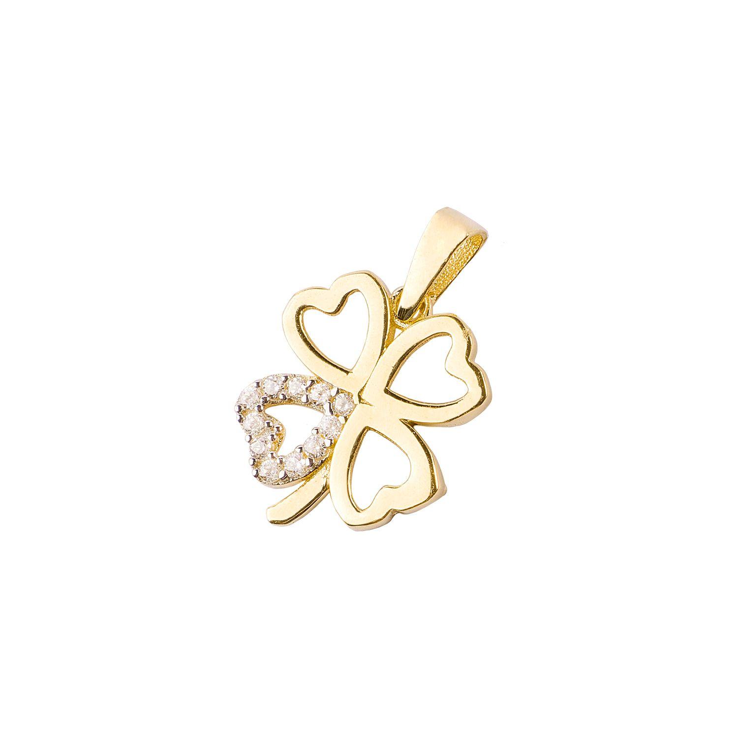 Collar de Oro 18kt Trebol con circones-2