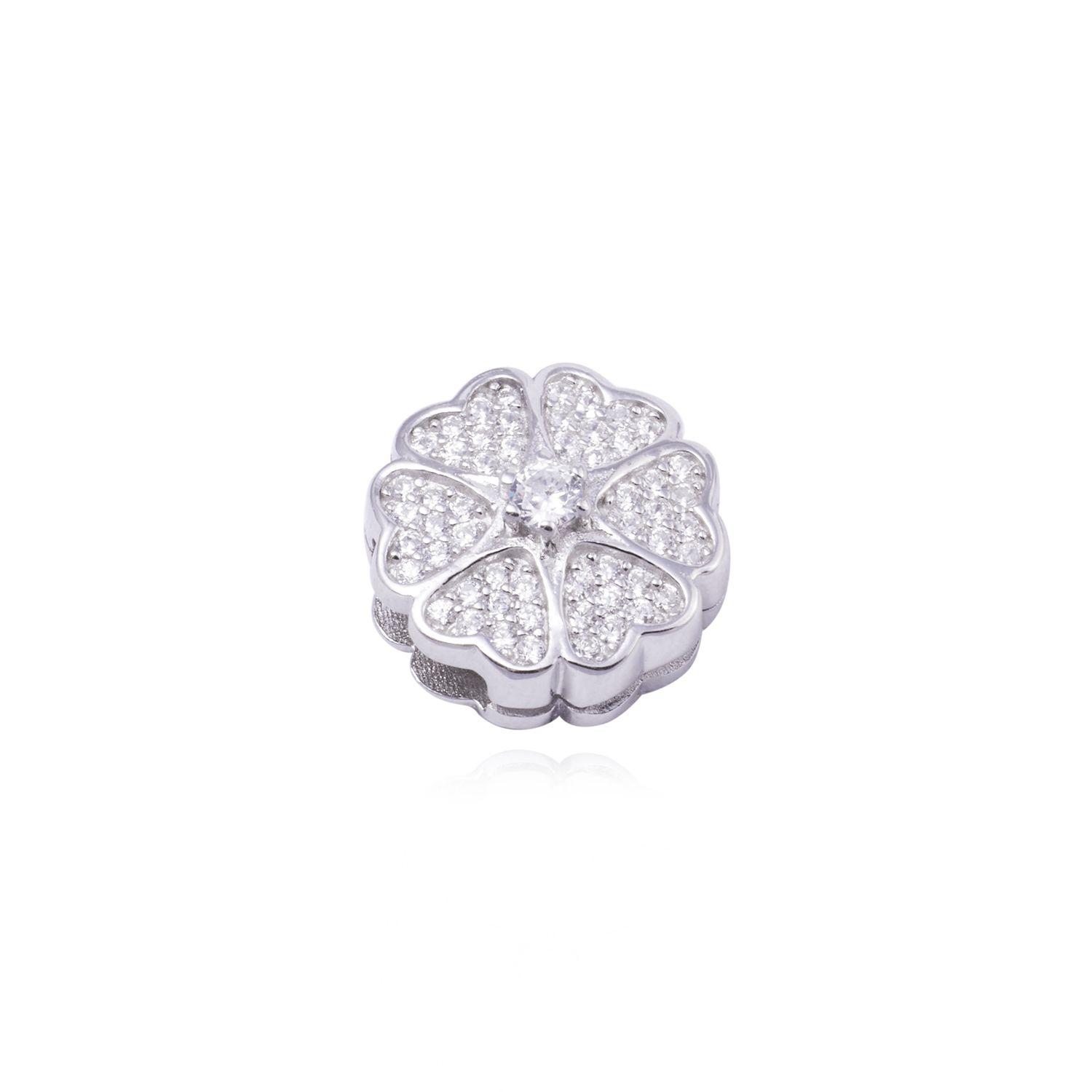Dije de Plata broche Trébol 6 hojas con circonita-0